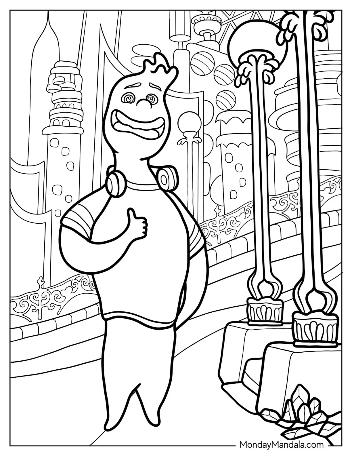 Elemental Coloring Page Of Smiling Wade Ripple In Element City coloring page
