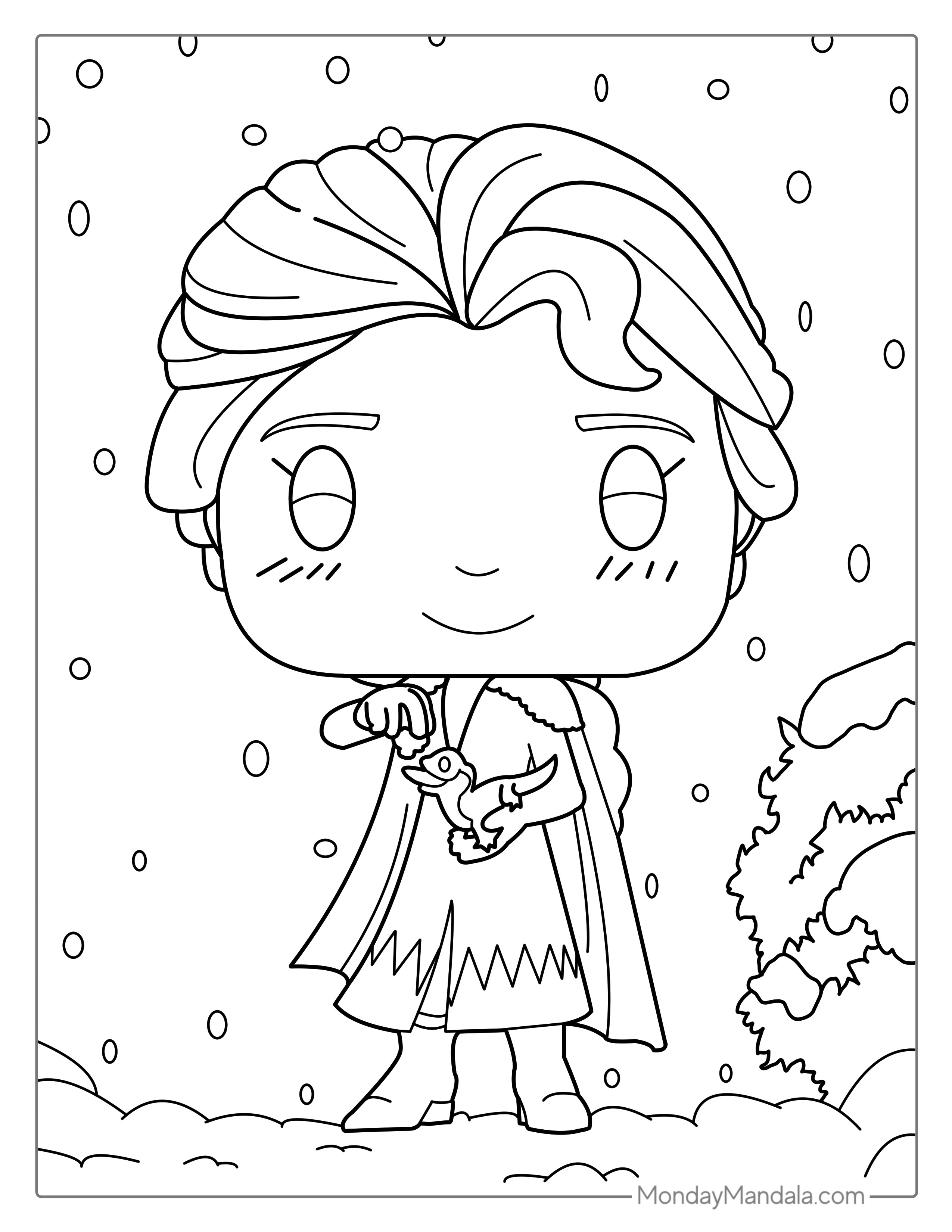 Cute Elsa Funko Pop Coloring For Preschoolers coloring page — printable line art