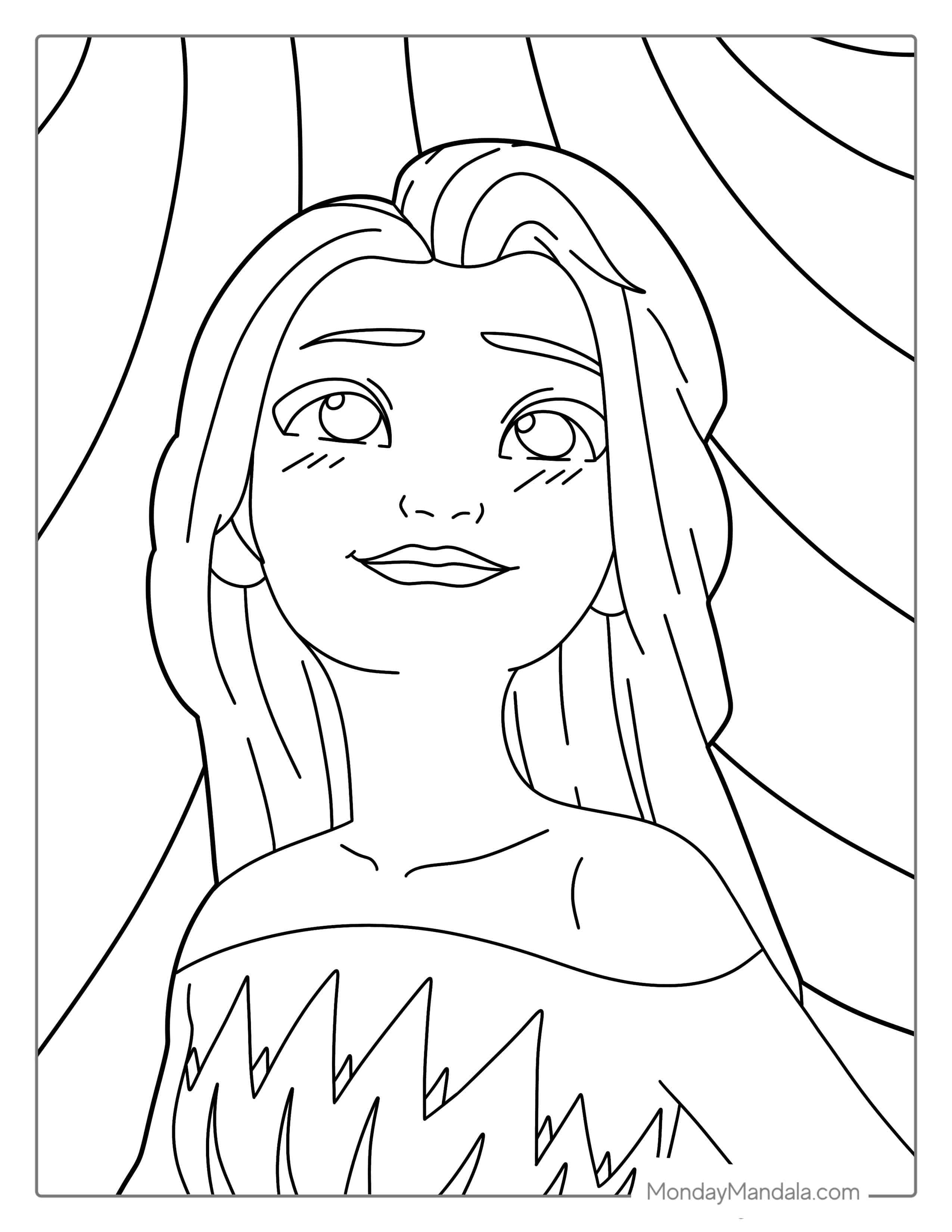 Easy Elsa Coloring Page For Kids coloring page