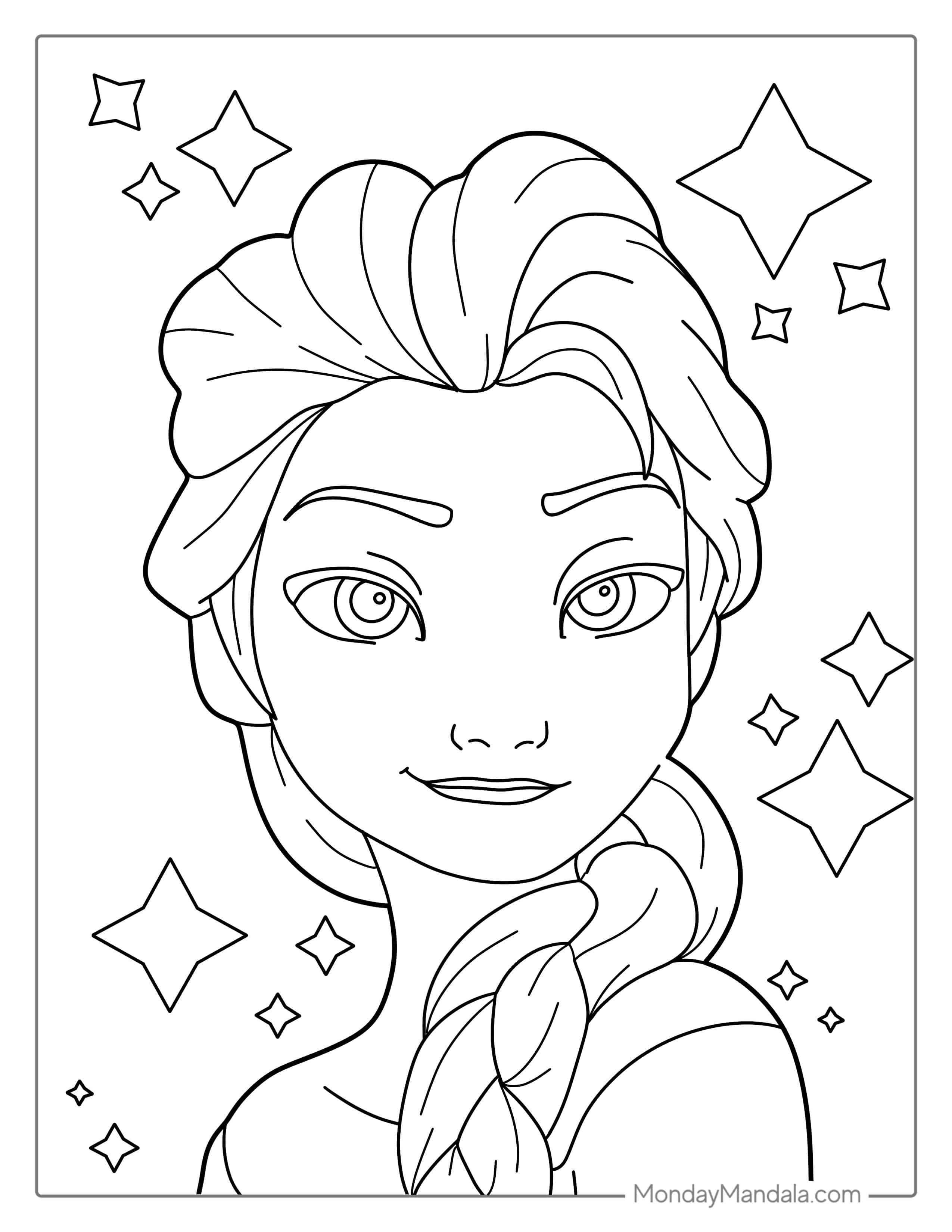 Elsa Hair Coloring Page For Kids coloring page