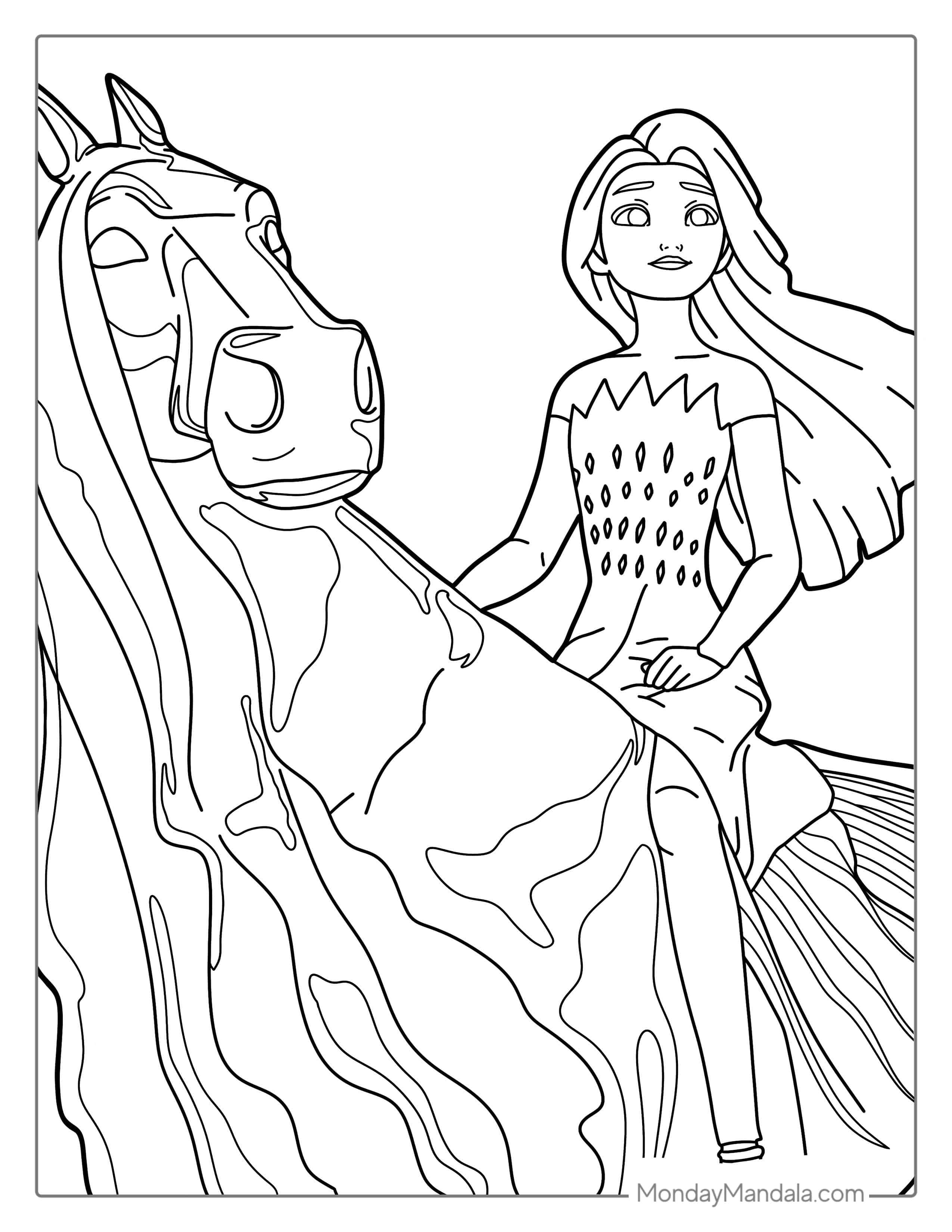 Elsa Riding Water Horse (The Nokk) Coloring coloring page