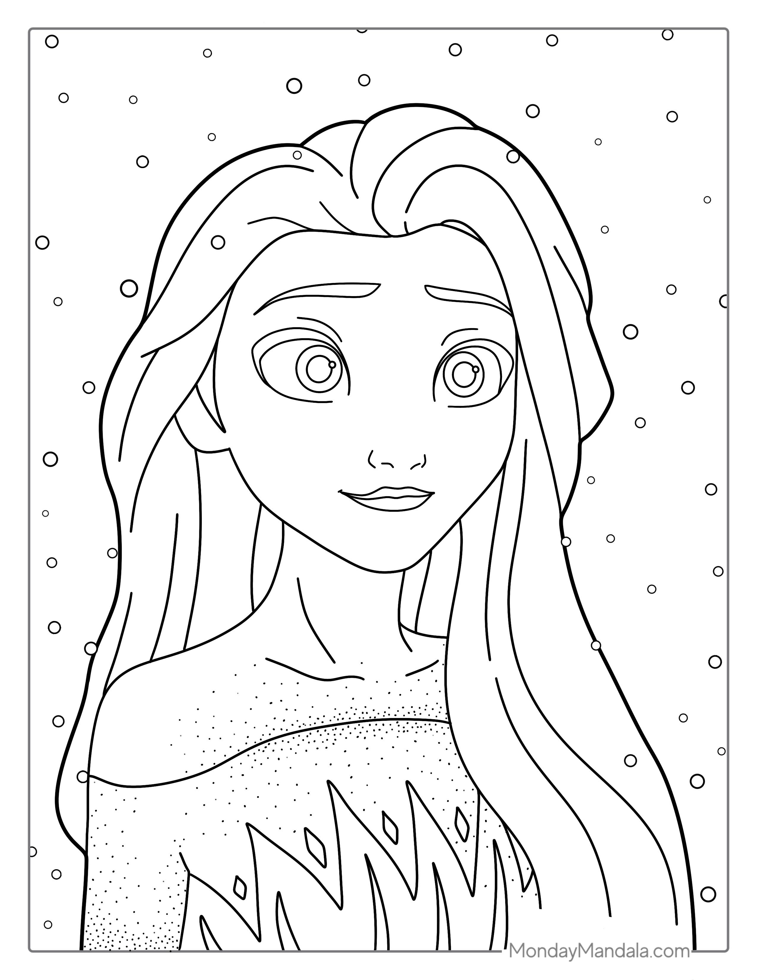 Elsa Smiling While Snowing To Color coloring page