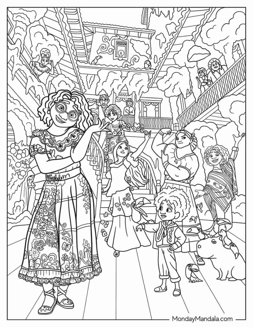 Madrigal Family Inside Casita coloring page