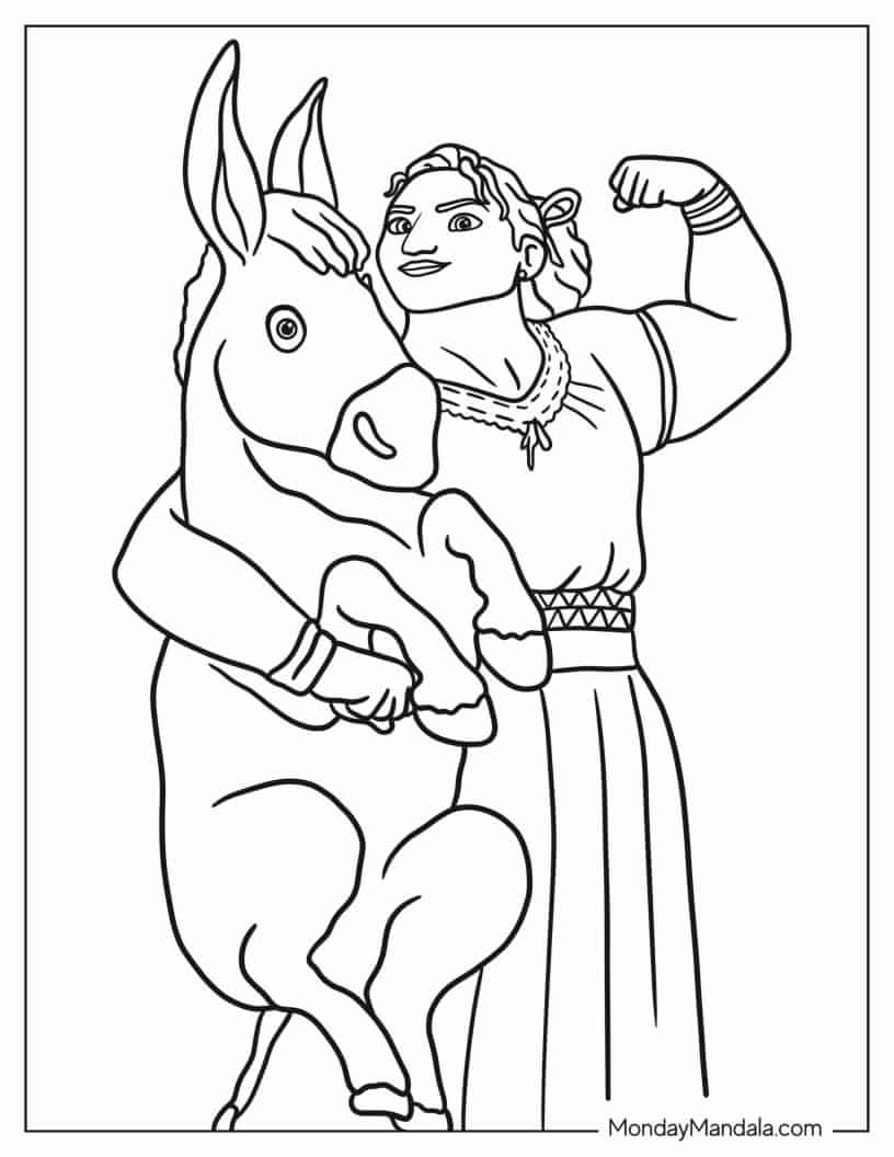 Simple Coloring Sheet Of Luisa Carrying A Donkey coloring page