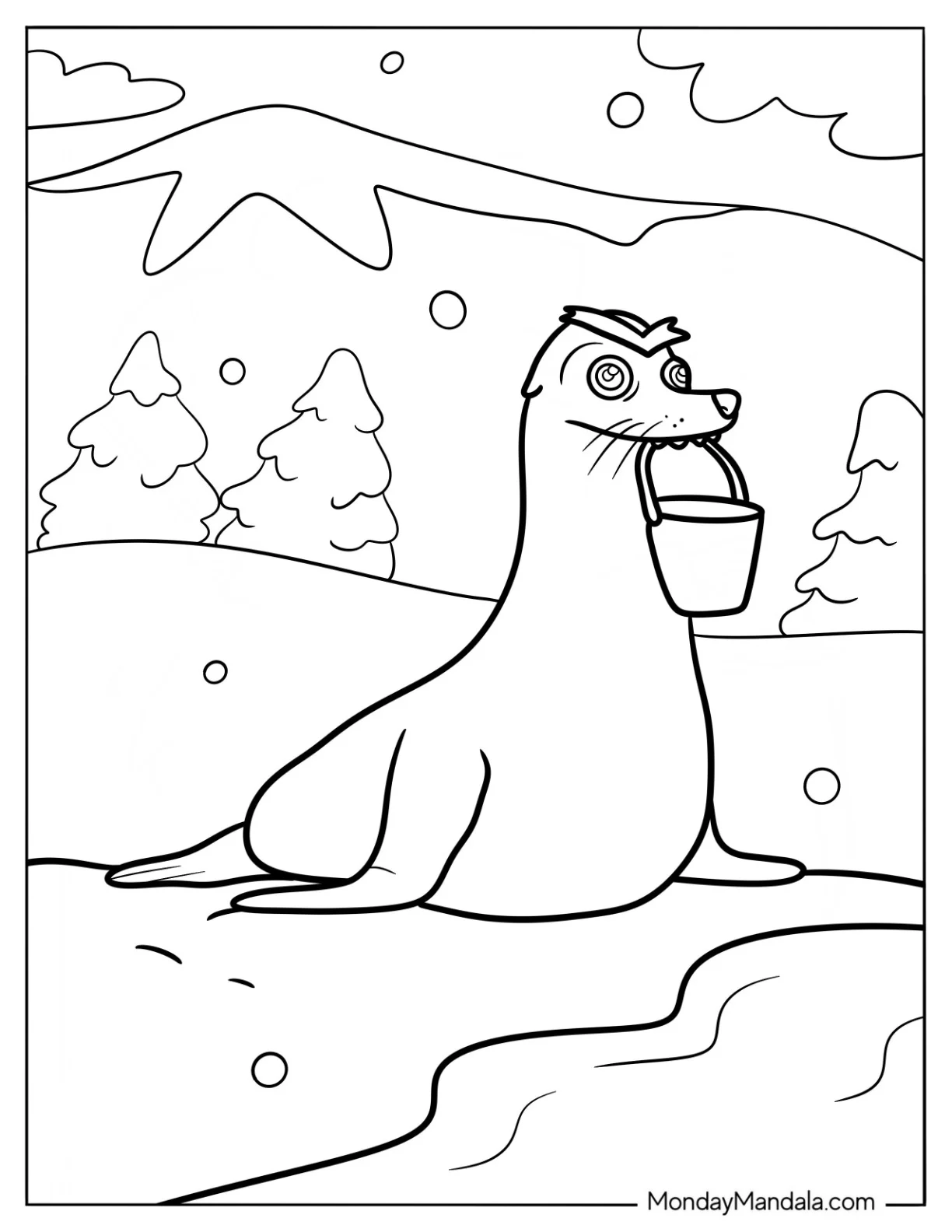Finding Dory Coloring Page Gerald Holding A Bucket coloring page