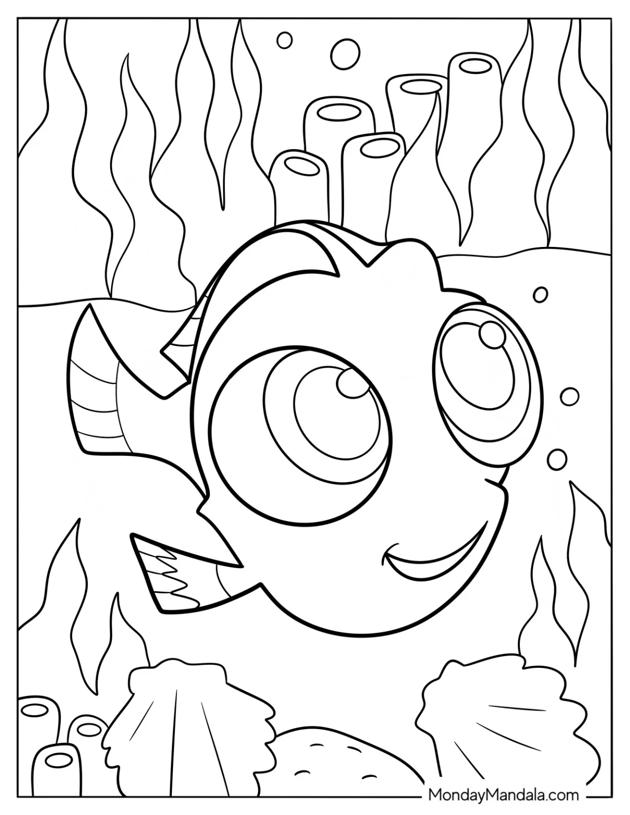 Kawaii Baby Finding Dory Coloring Page For Kids coloring page