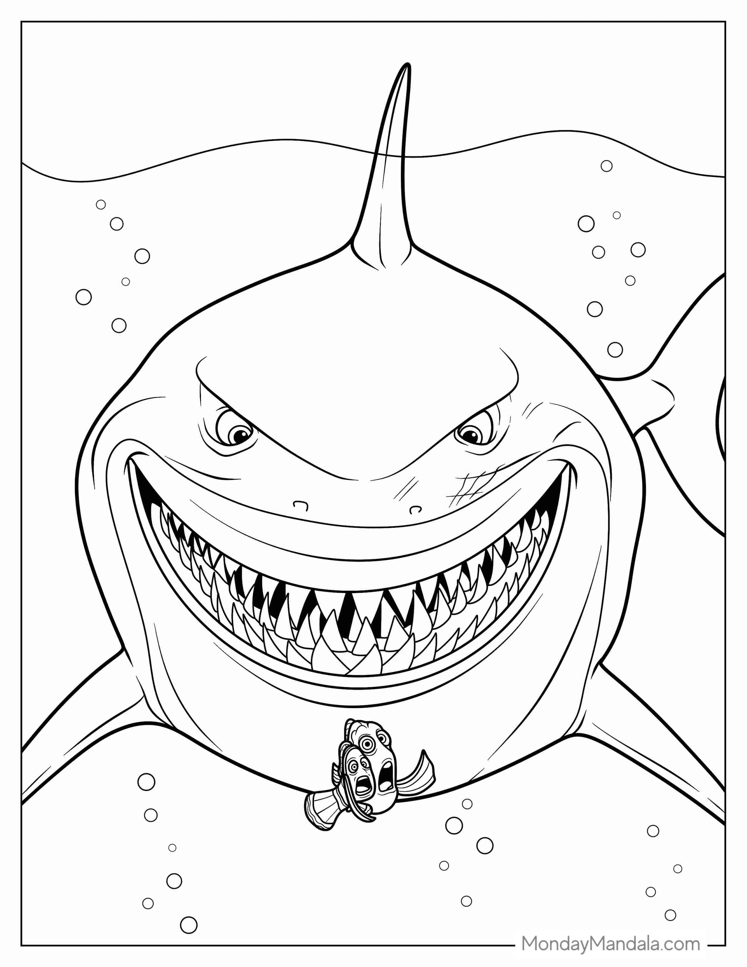Coloring Page Of Bruce The Shark coloring page — printable line art