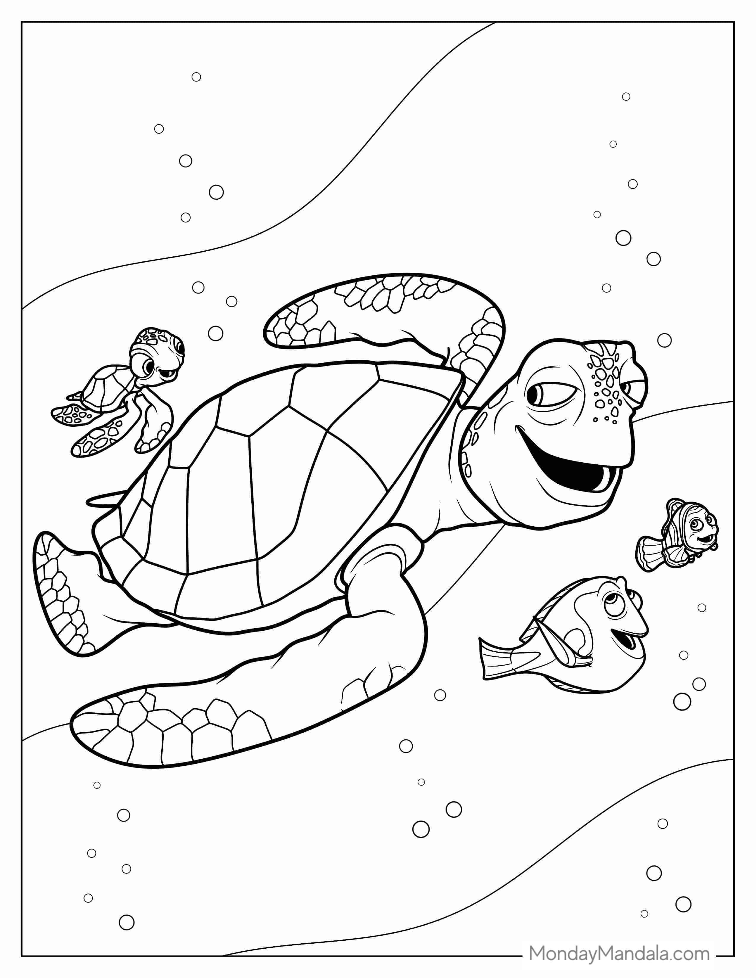 Crush And Squirt Swimming With Dory And Marlin coloring page