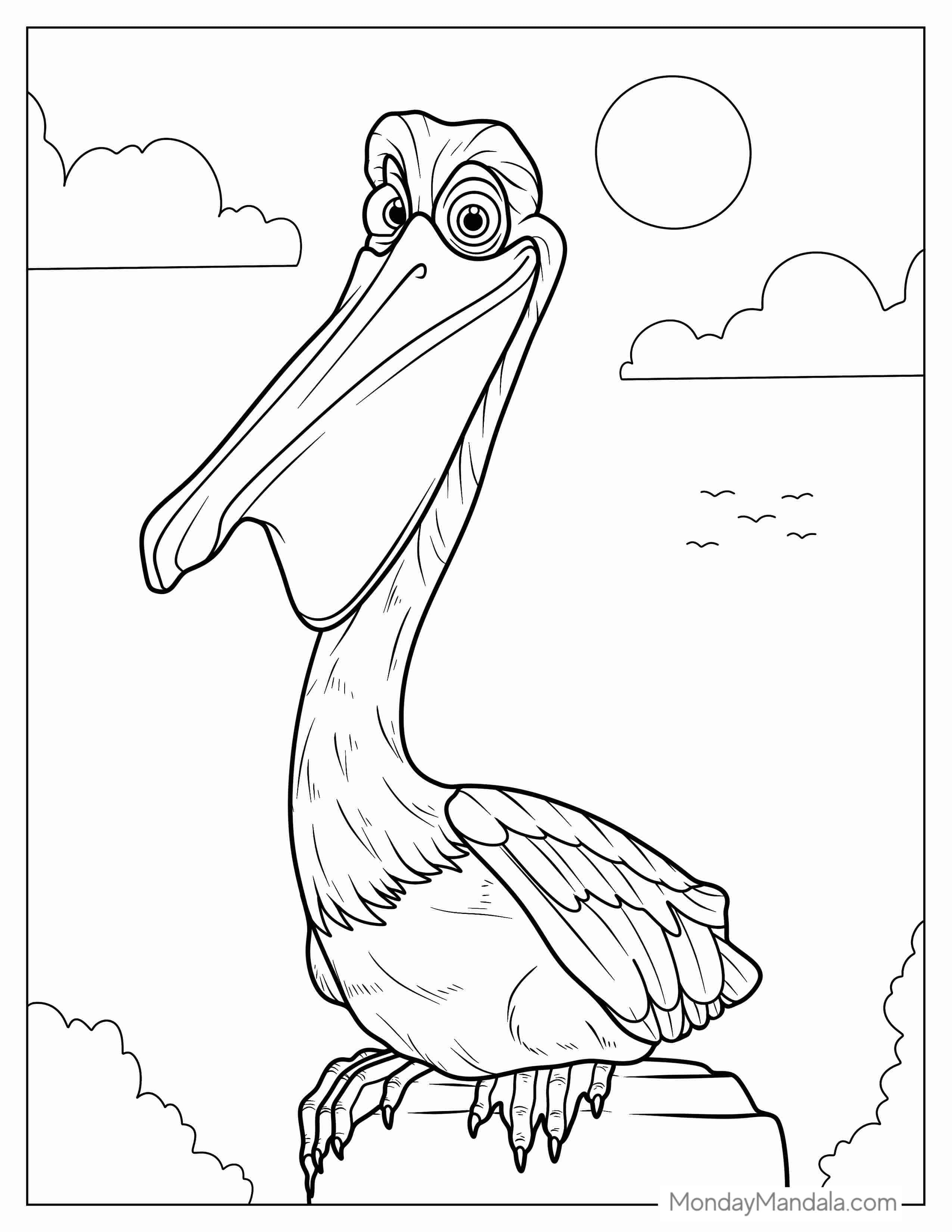 Nigel The Pelican From Finding Nemo coloring page — printable line art