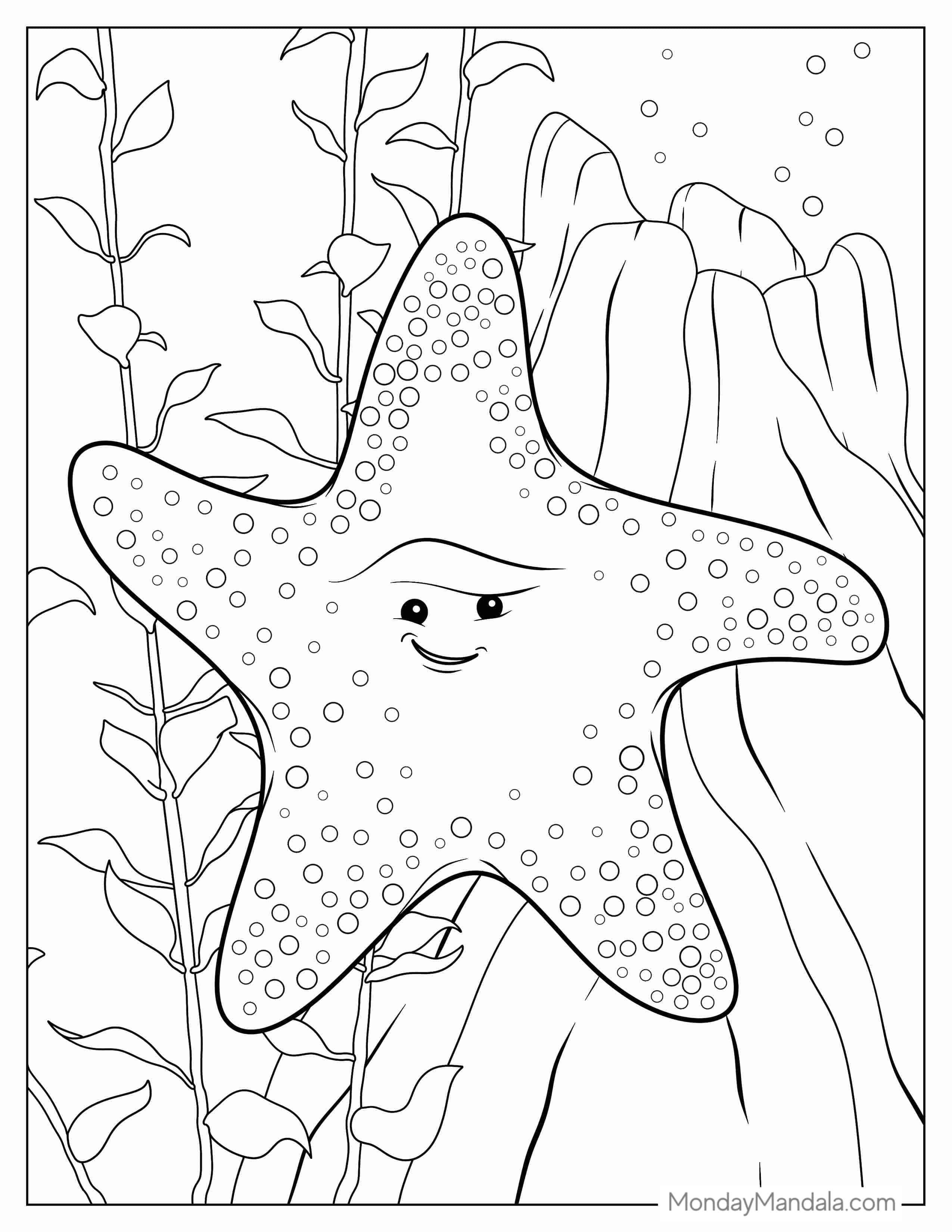 Peach Star Fish Coloring Sheet coloring page — printable line art