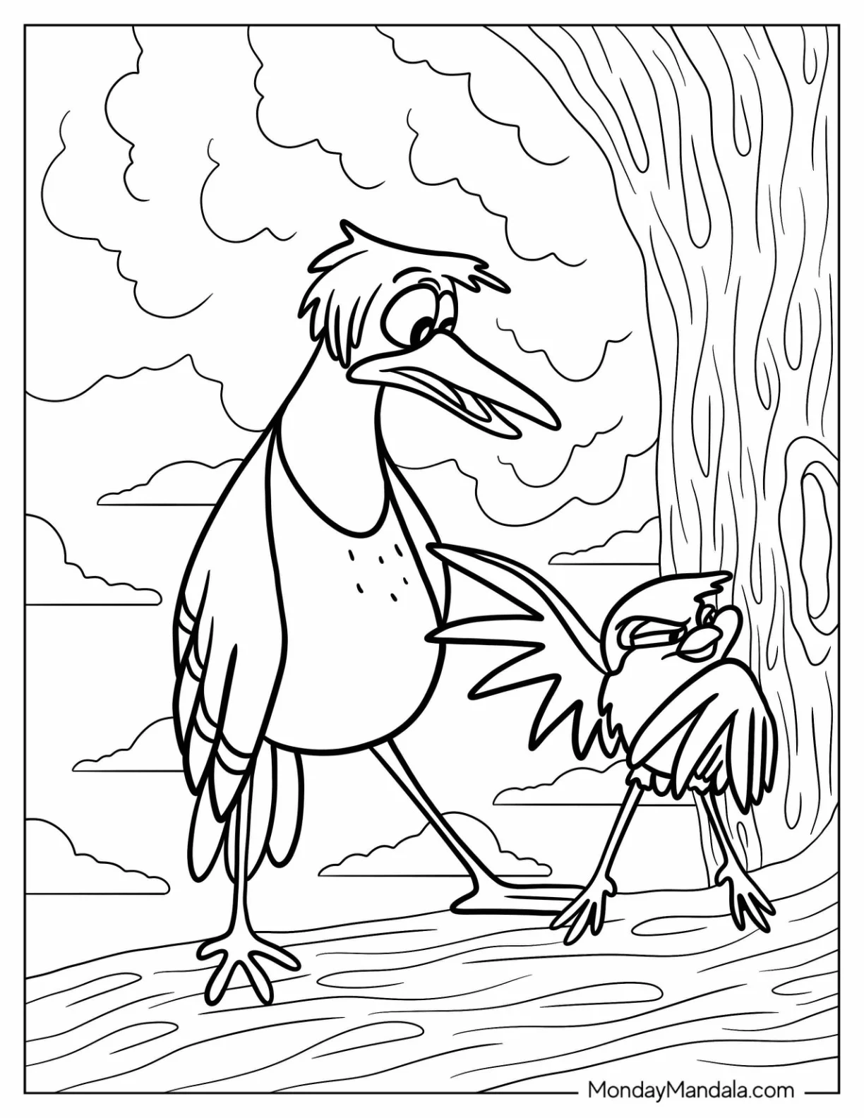 Fox And Hound Coloring Page Of Dinky And Boomer On A Tree coloring page