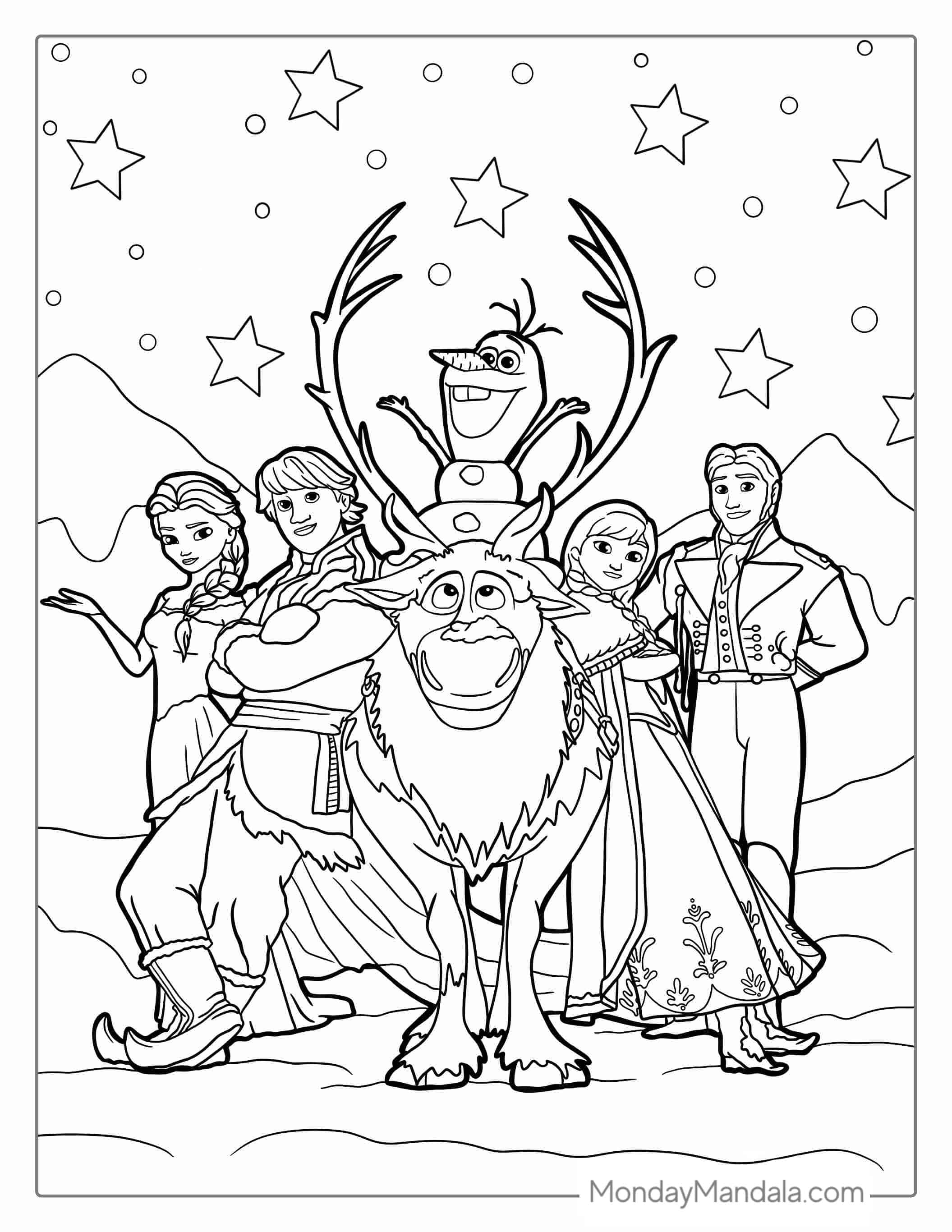 Coloring Page Of Frozen Characters coloring page — printable line art