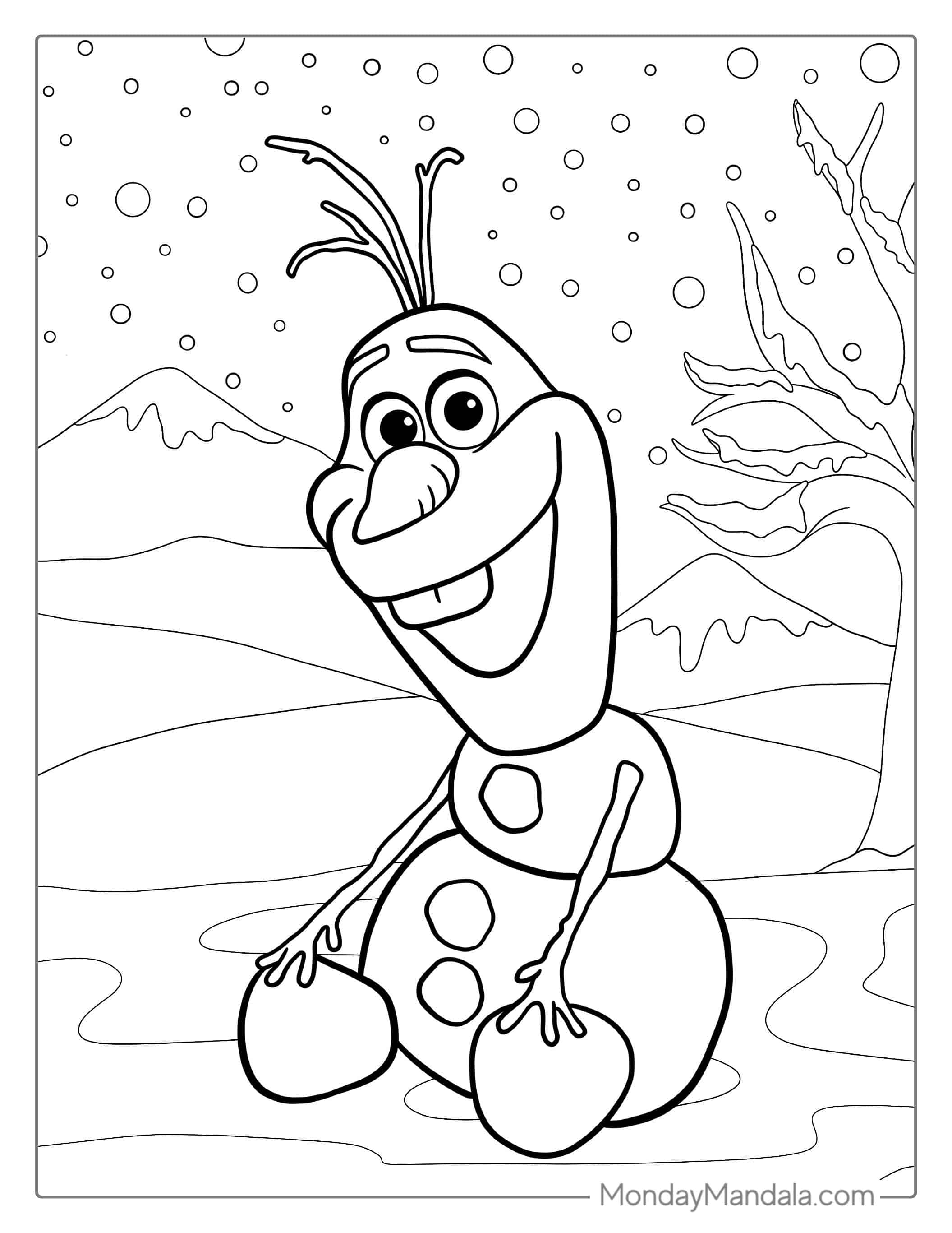 Coloring Page Of Smiling Olaf coloring page — printable line art