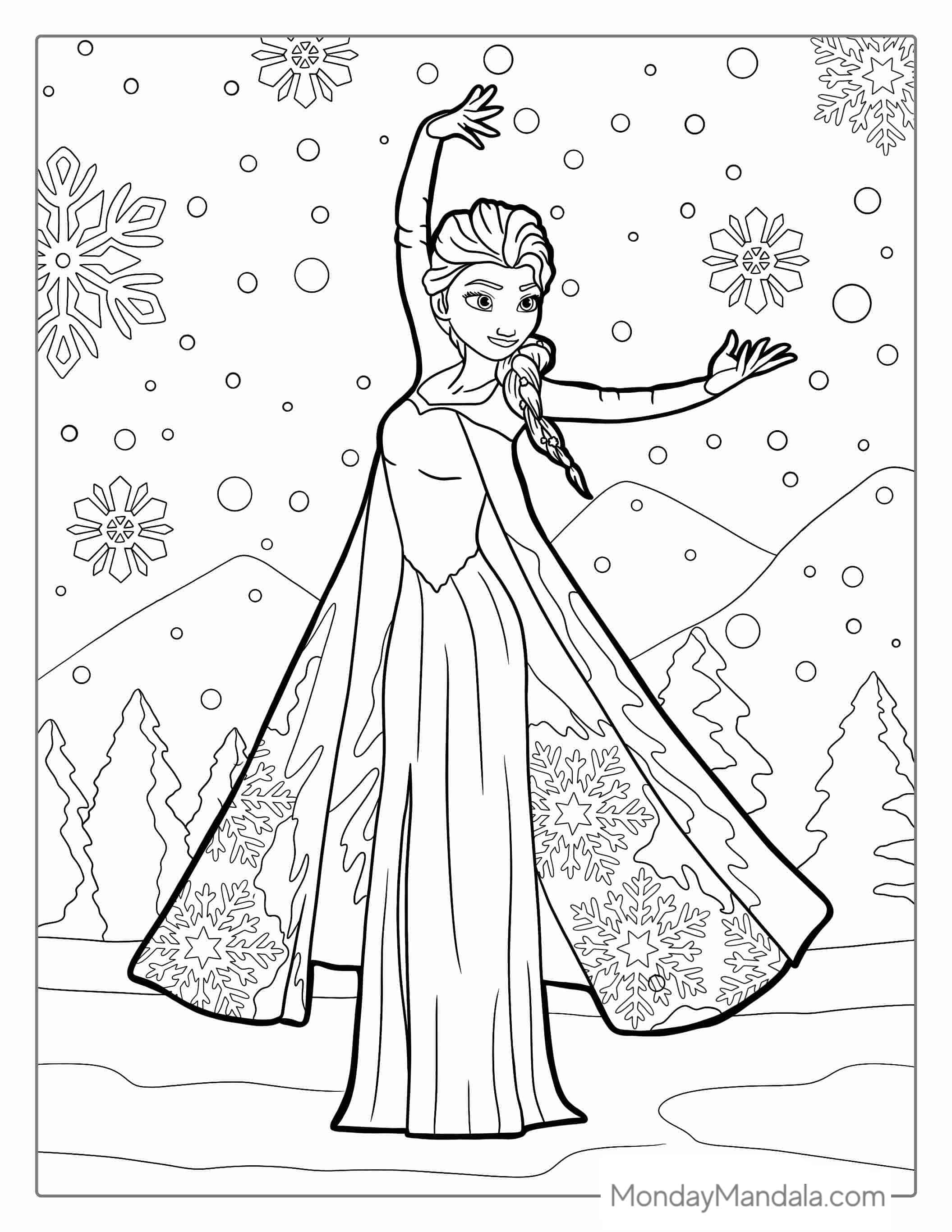 Elsa Coloring Page For Girls coloring page — printable line art