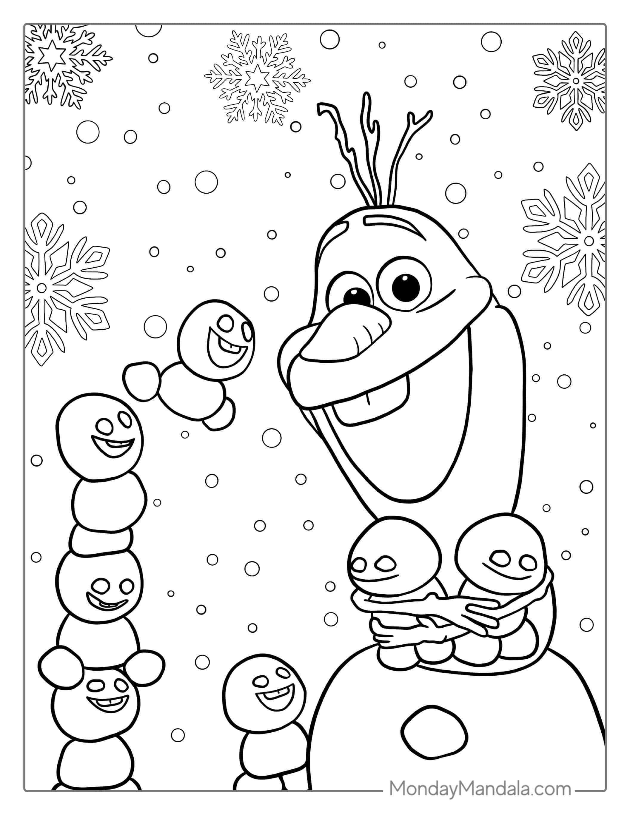Olaf And Snow-Babies To Color coloring page