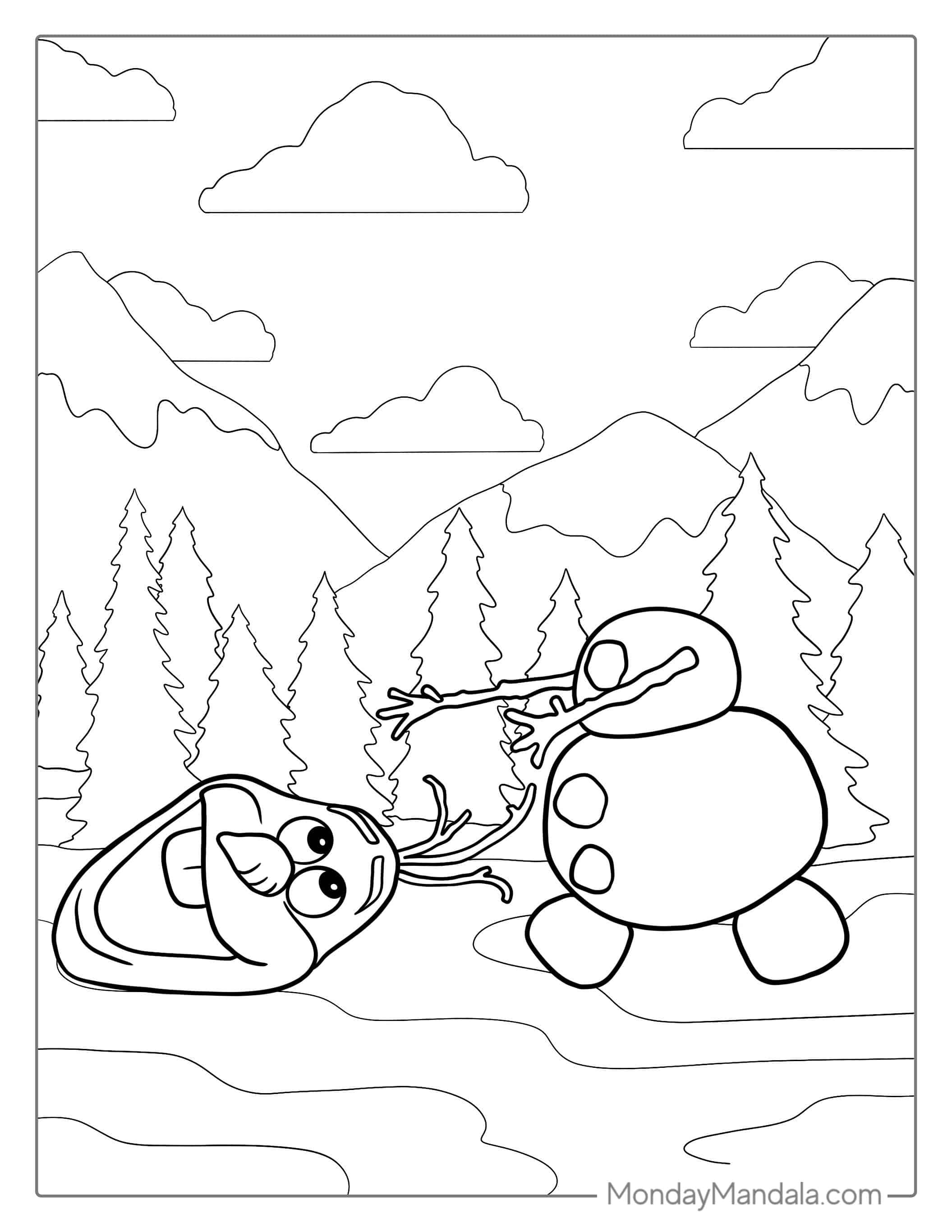 Olaf Snowman Looking For Head To Color coloring page