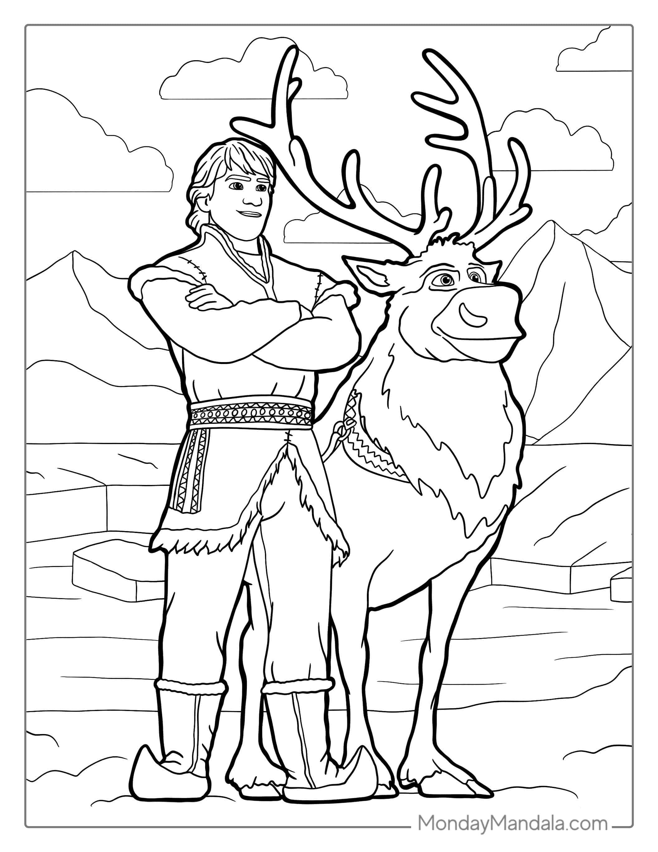 Sven And Kirstoff Coloring Picture For Kids coloring page — printable line art