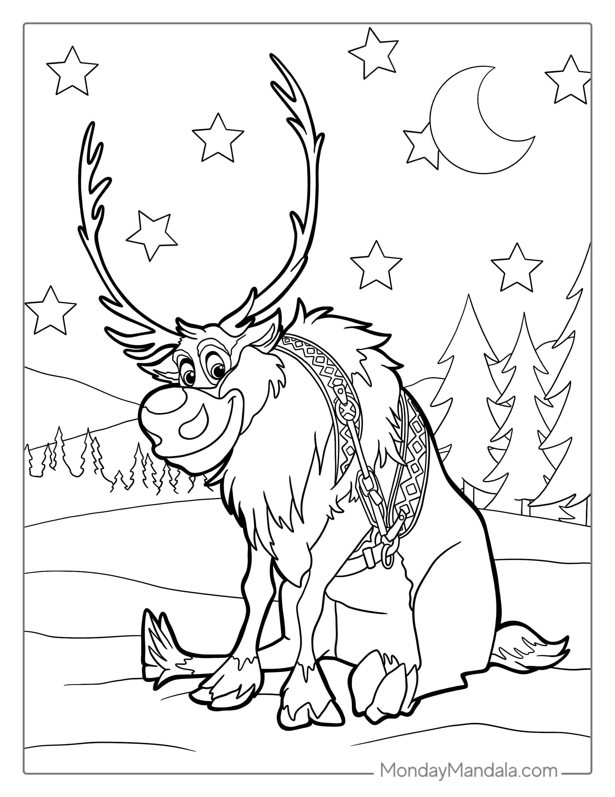Sven Reindeer Coloring Page coloring page
