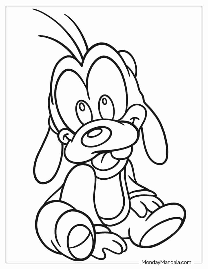 Baby Goofy Coloring Page For Preschoolers coloring page