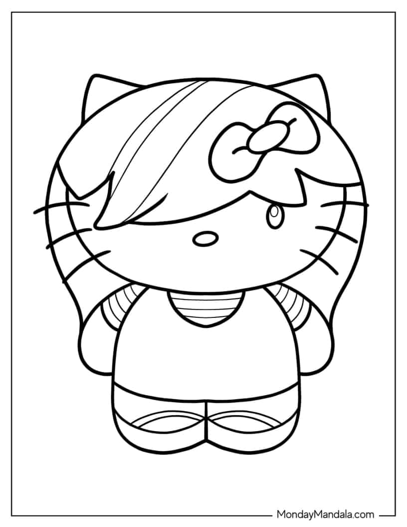 Emo Hello Kitty Outline For Kids coloring page — printable line art