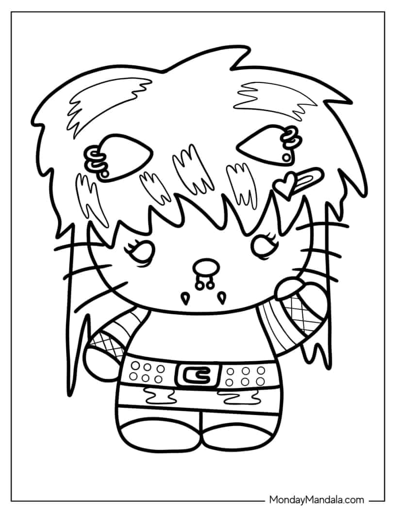 Goth Hello Kitty Coloring Page coloring page