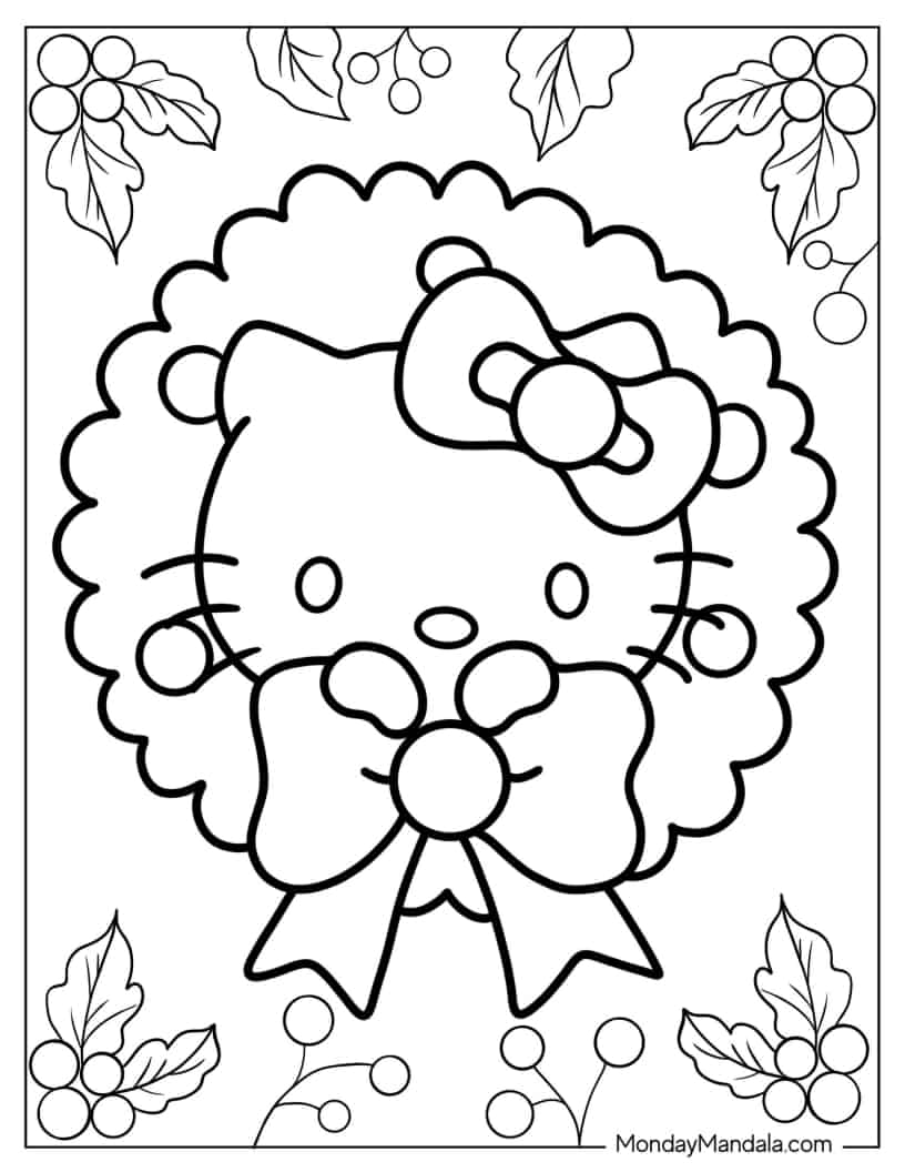 Kawaii Outline Of Hello Kitty_s Face coloring page — printable line art