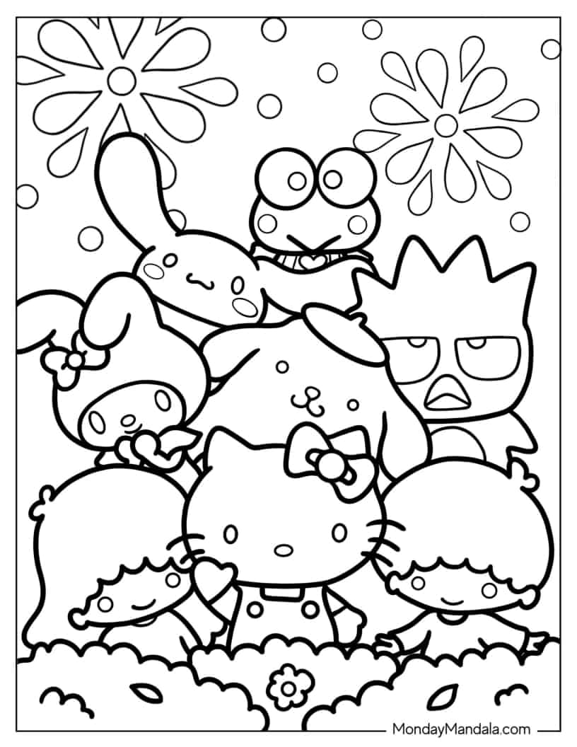 The Adventures of Hello Kitty _ Friends Poster To Color coloring page — printable line art