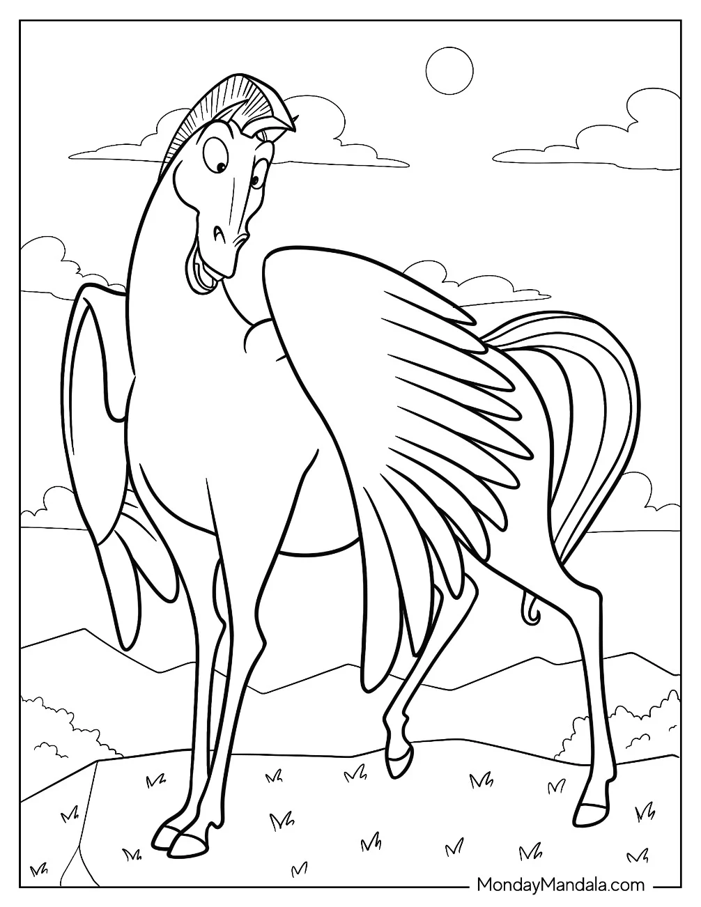 Easy Pegasus Hercules Coloring Page For Kids coloring page