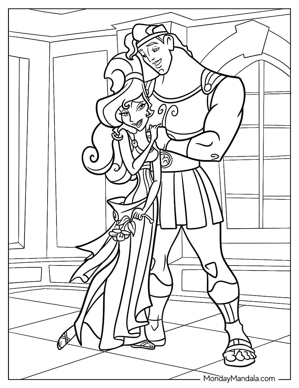 Hercules Coloring Page And Meg In Love coloring page