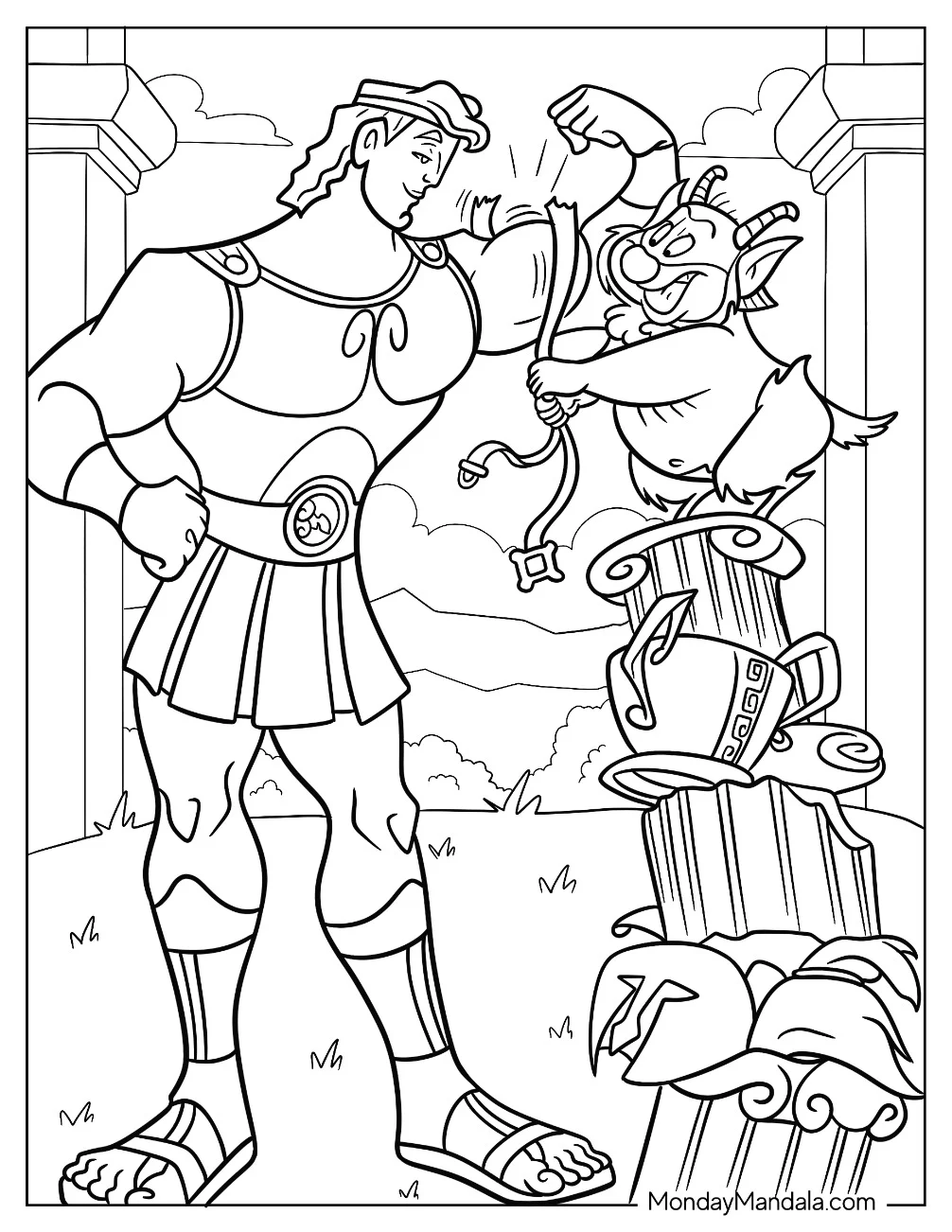 Hercules Coloring Page Breaking Phil's Tape Measure coloring page