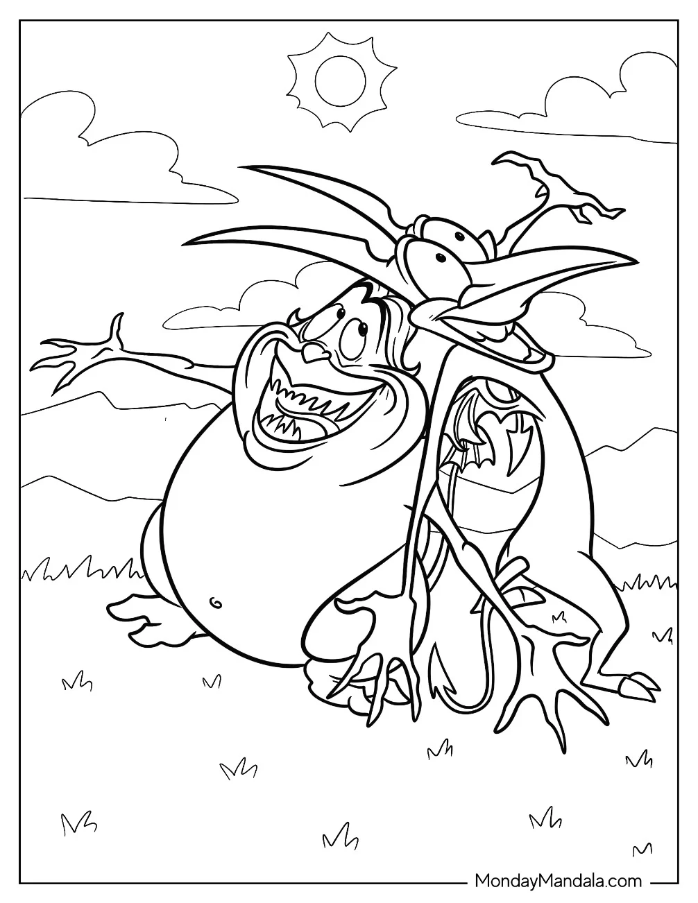 Hercules Coloring Page Of Kawaii Pain And Panic For Preschoolers coloring page — printable line art
