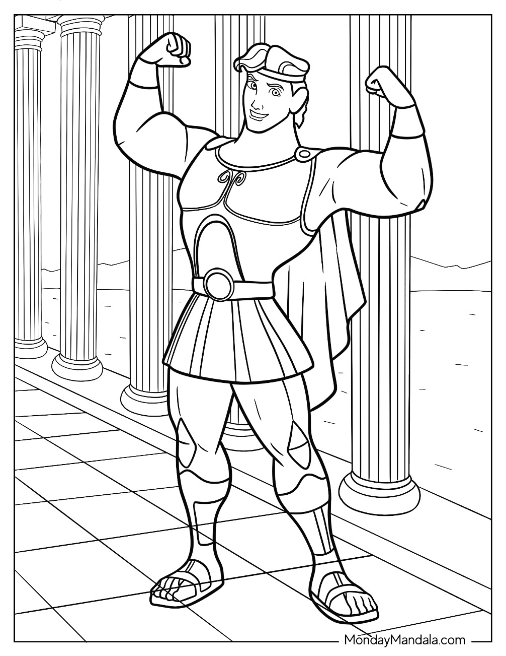 Hercules Coloring Page Showcasing His Muscles coloring page — printable line art