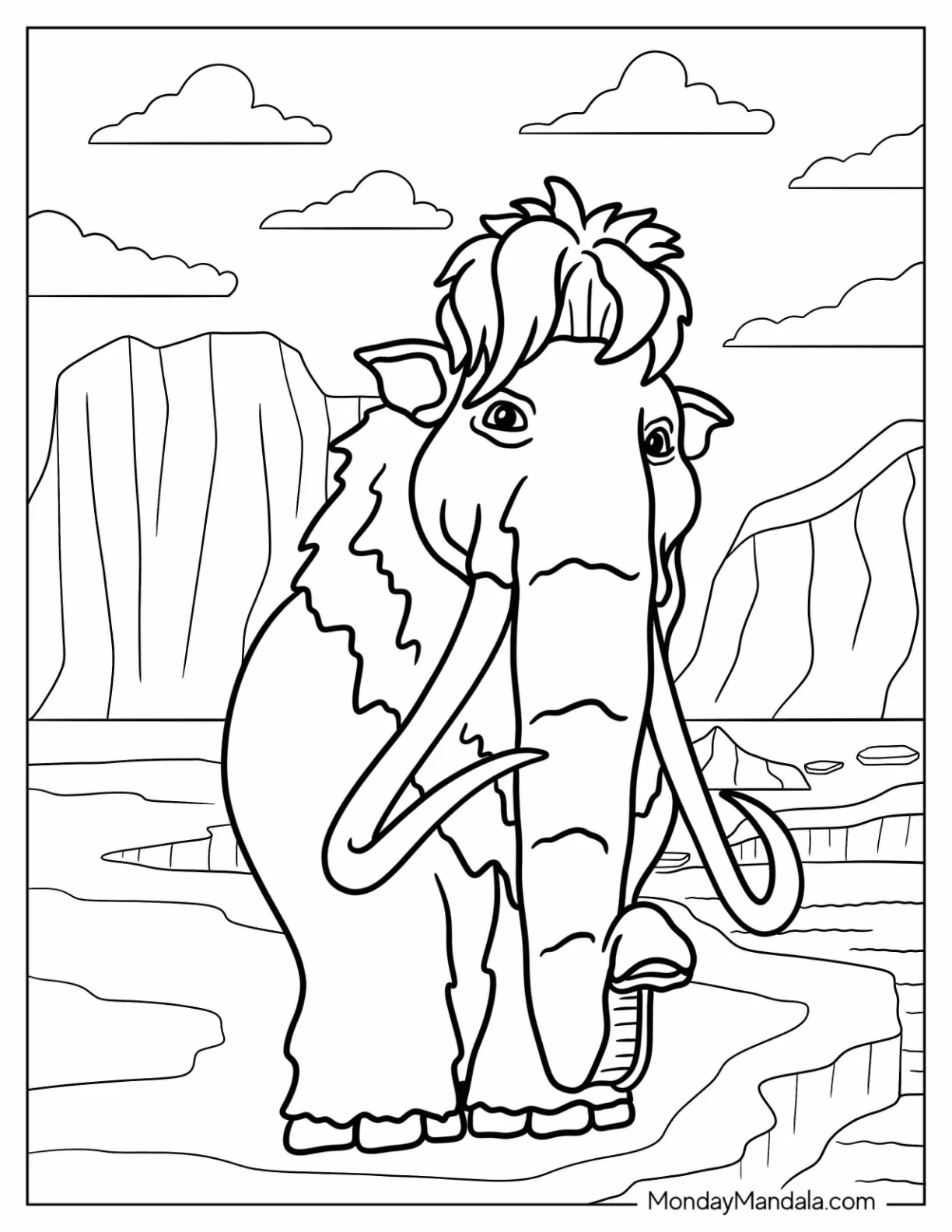Ellie The Mammoth From Ice Age Coloring Page coloring page — printable line art