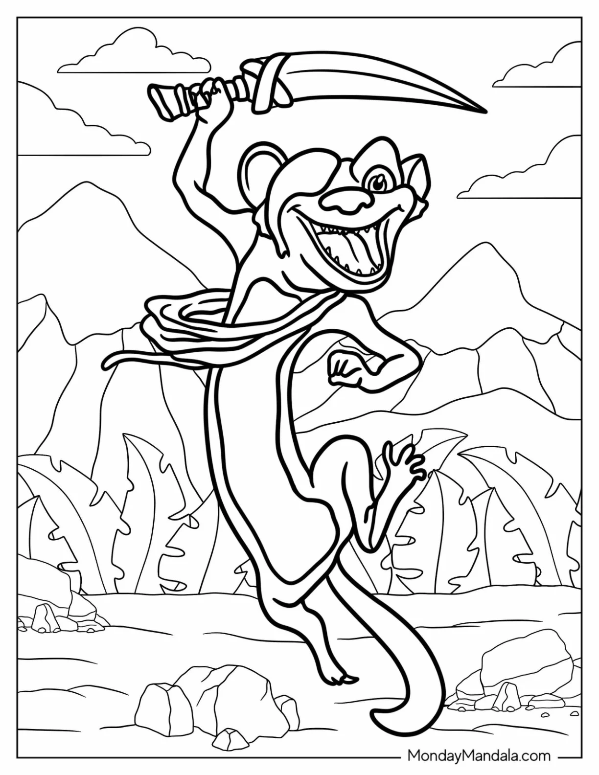 Ice Age Coloring Page Of Buck Holding Knife coloring page — printable line art