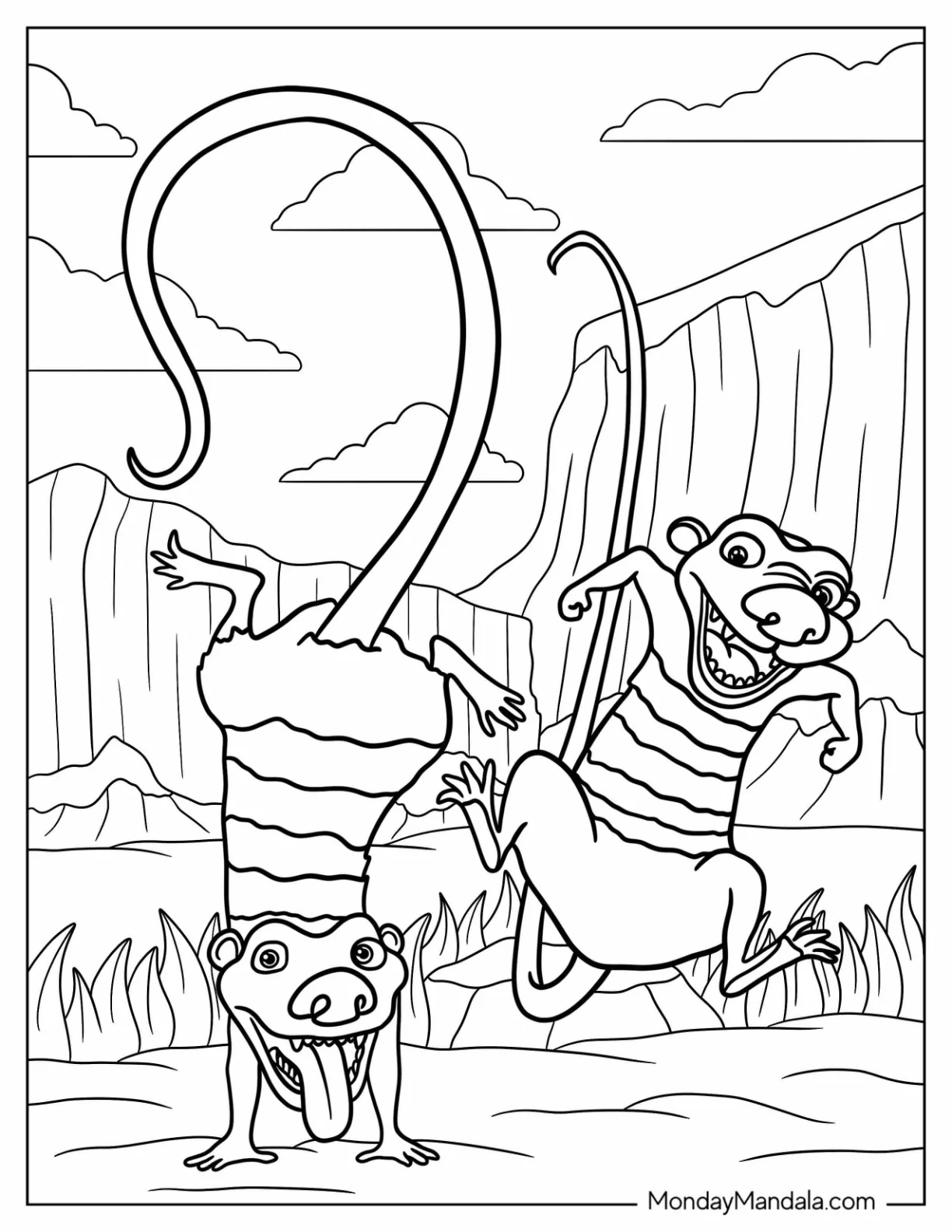 Ice Age Coloring Page Of Crash And Eddy Goofing Around coloring page — printable line art