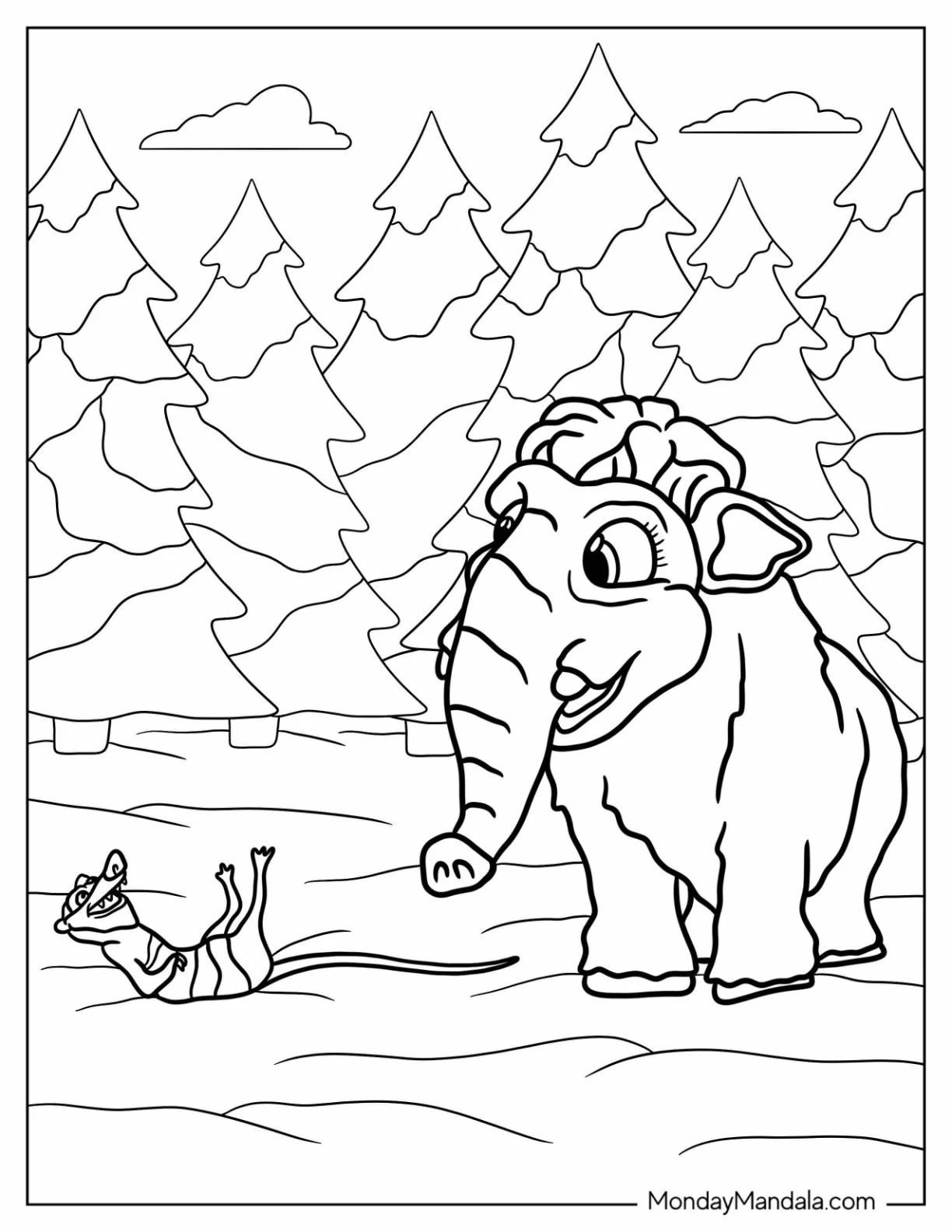 Ice Age Coloring Page Of Peaches Playing With Eddie coloring page