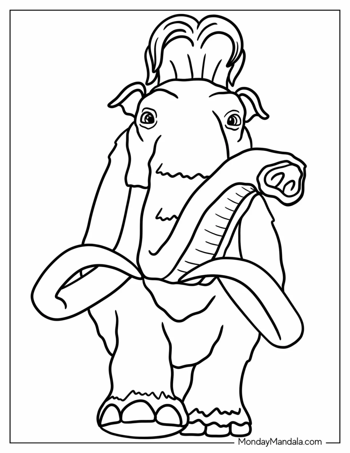 Ice Age Coloring Page Of Simple Manfred The Mammoth For Preschoolers coloring page