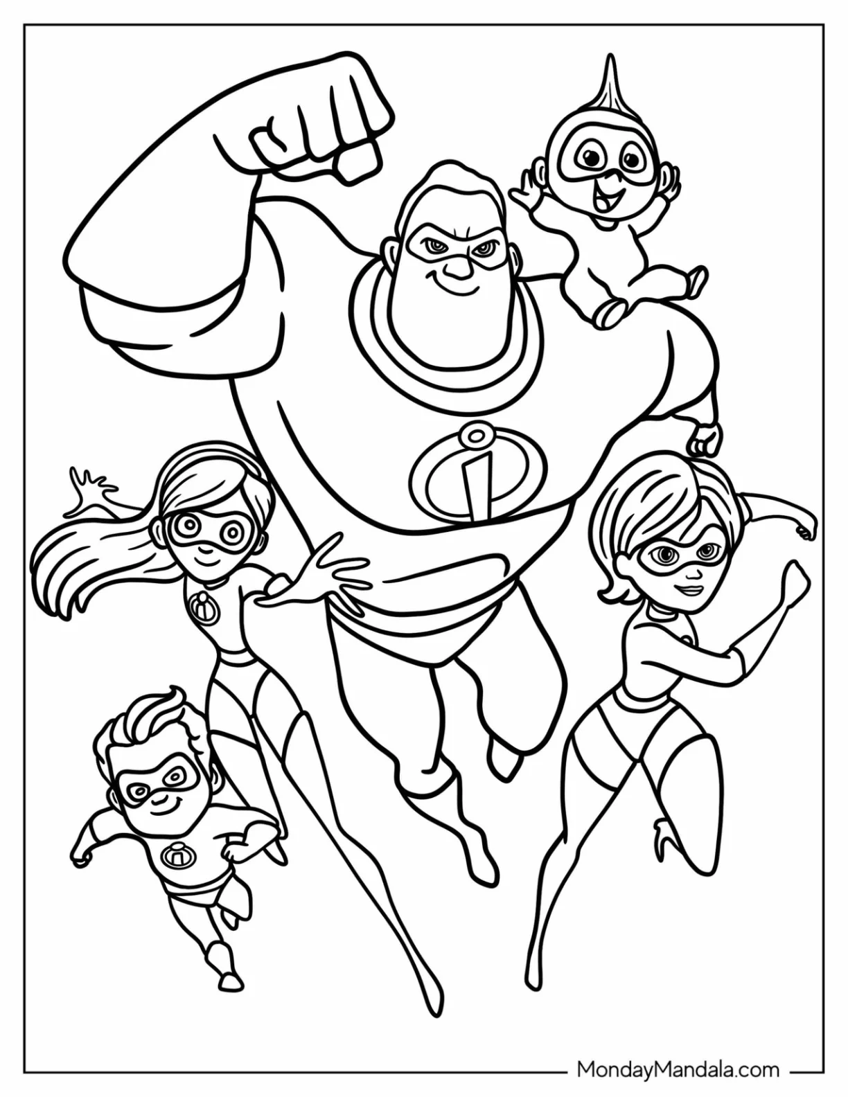 Easy Incredibles Coloring Page For Kids coloring page