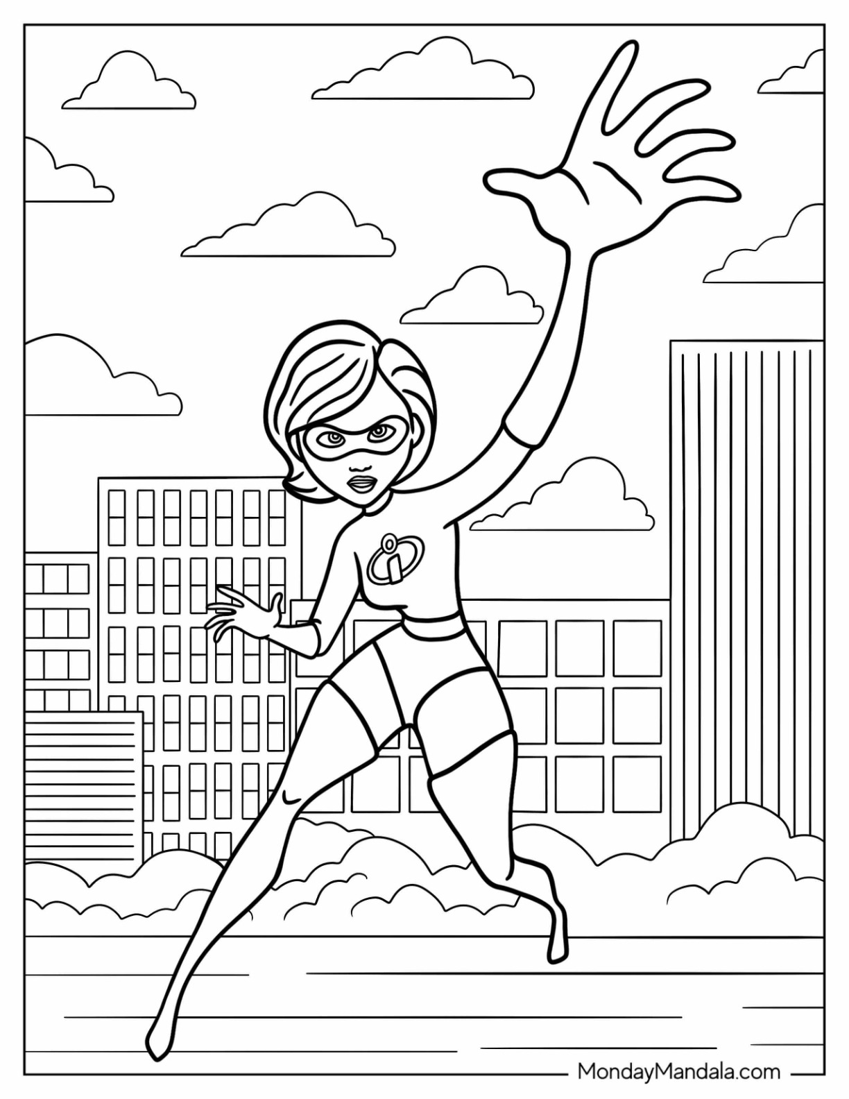 Incredibles Coloring Page Of Elastigirl Using Powers coloring page