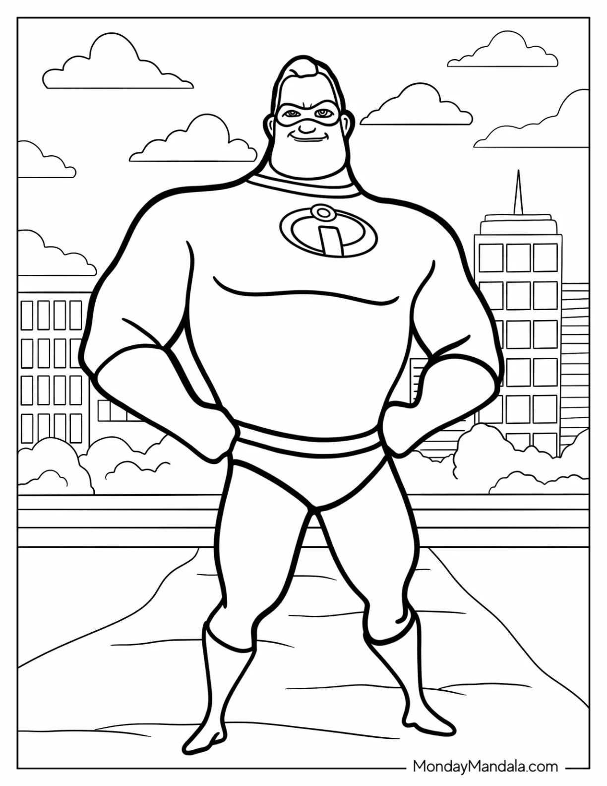 Incredibles Coloring Page Of Mr. Incredibles Outline Coloring coloring page — printable line art