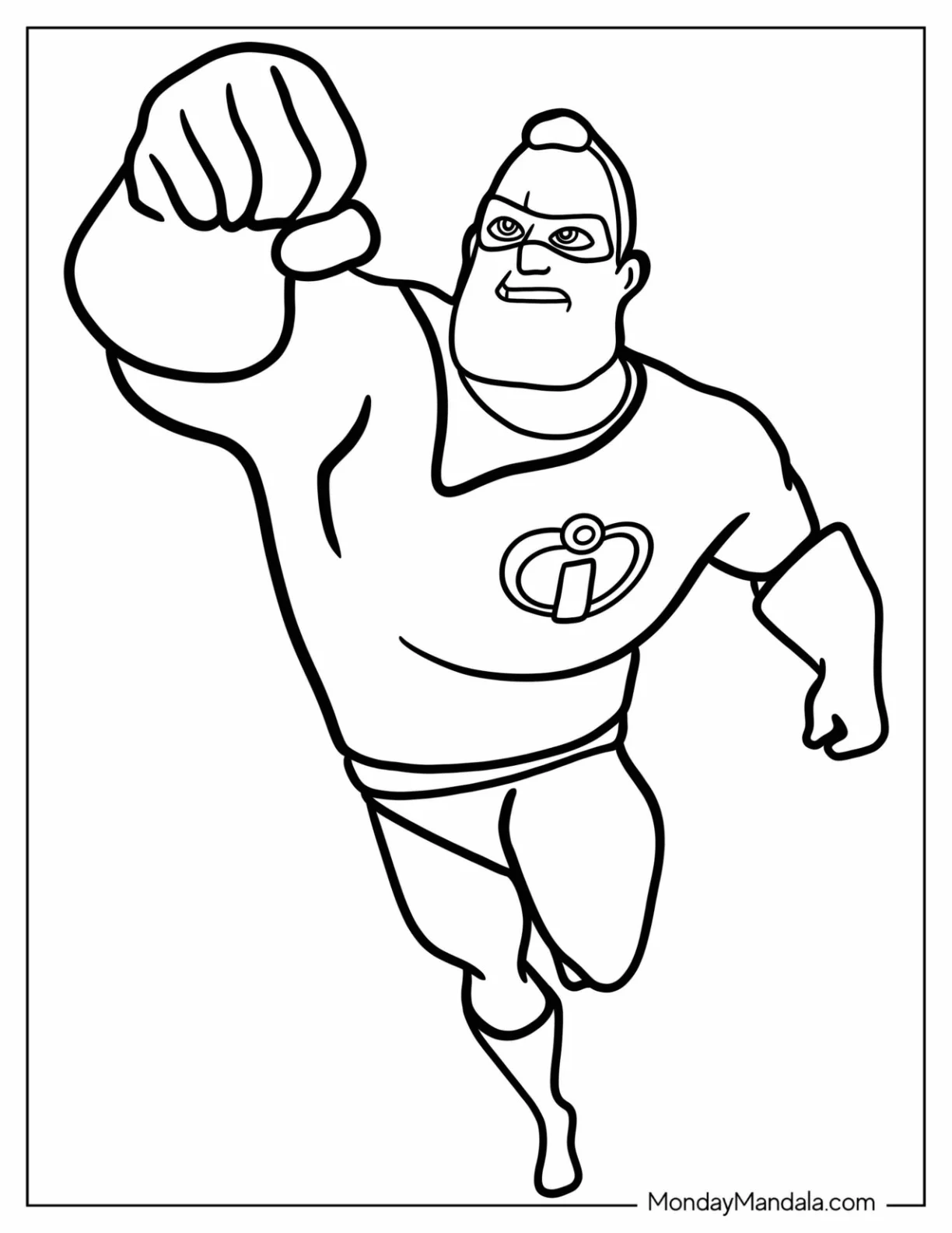 Incredibles Coloring Page Of Mr. Incredibles Outline For Preschoolers coloring page — printable line art