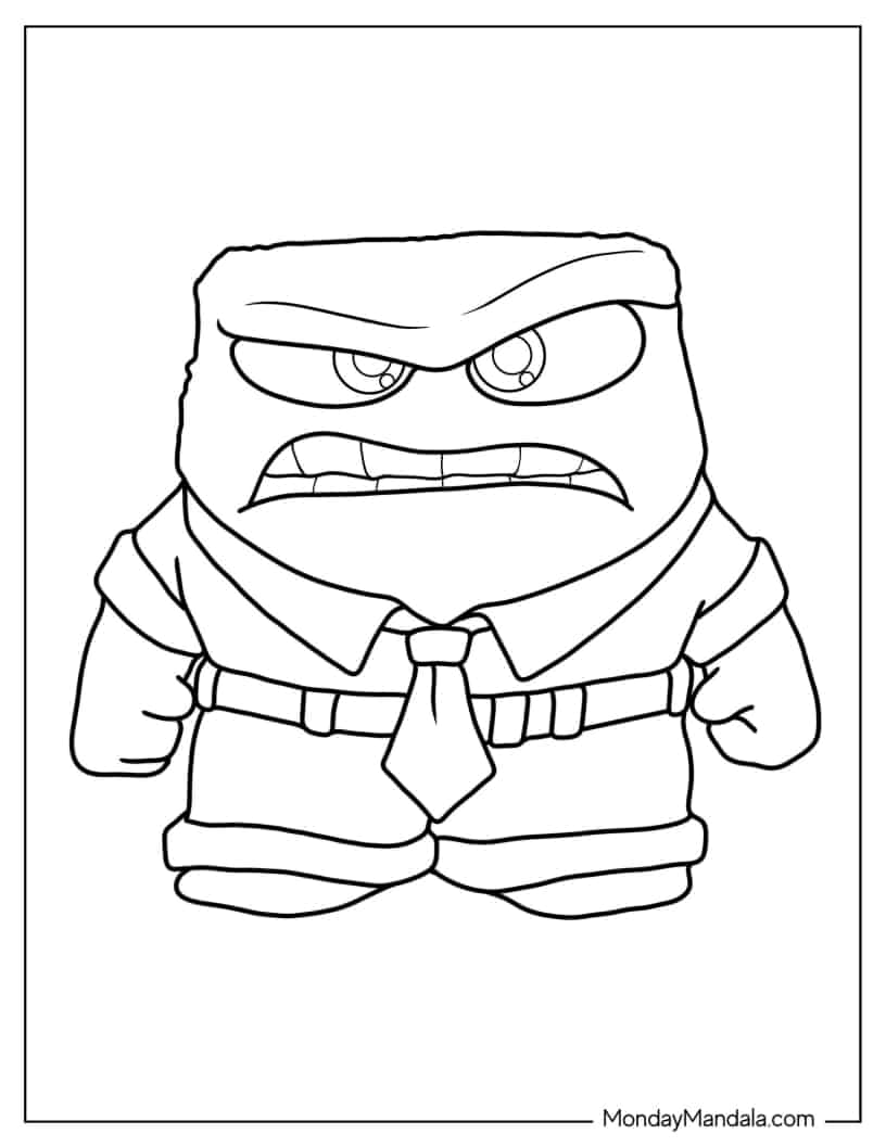 Easy Coloring Page Of Anger From Inside Out coloring page — printable line art