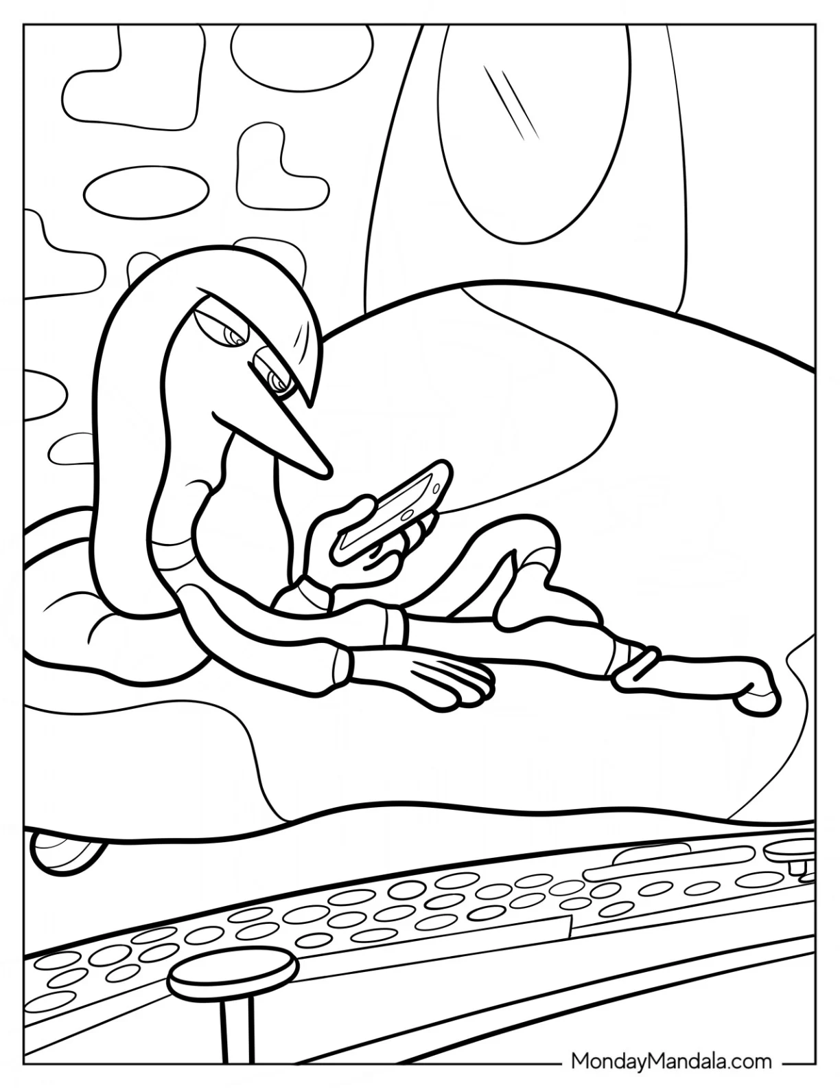 Ennui Lounging On The Couch Coloring Sheet coloring page
