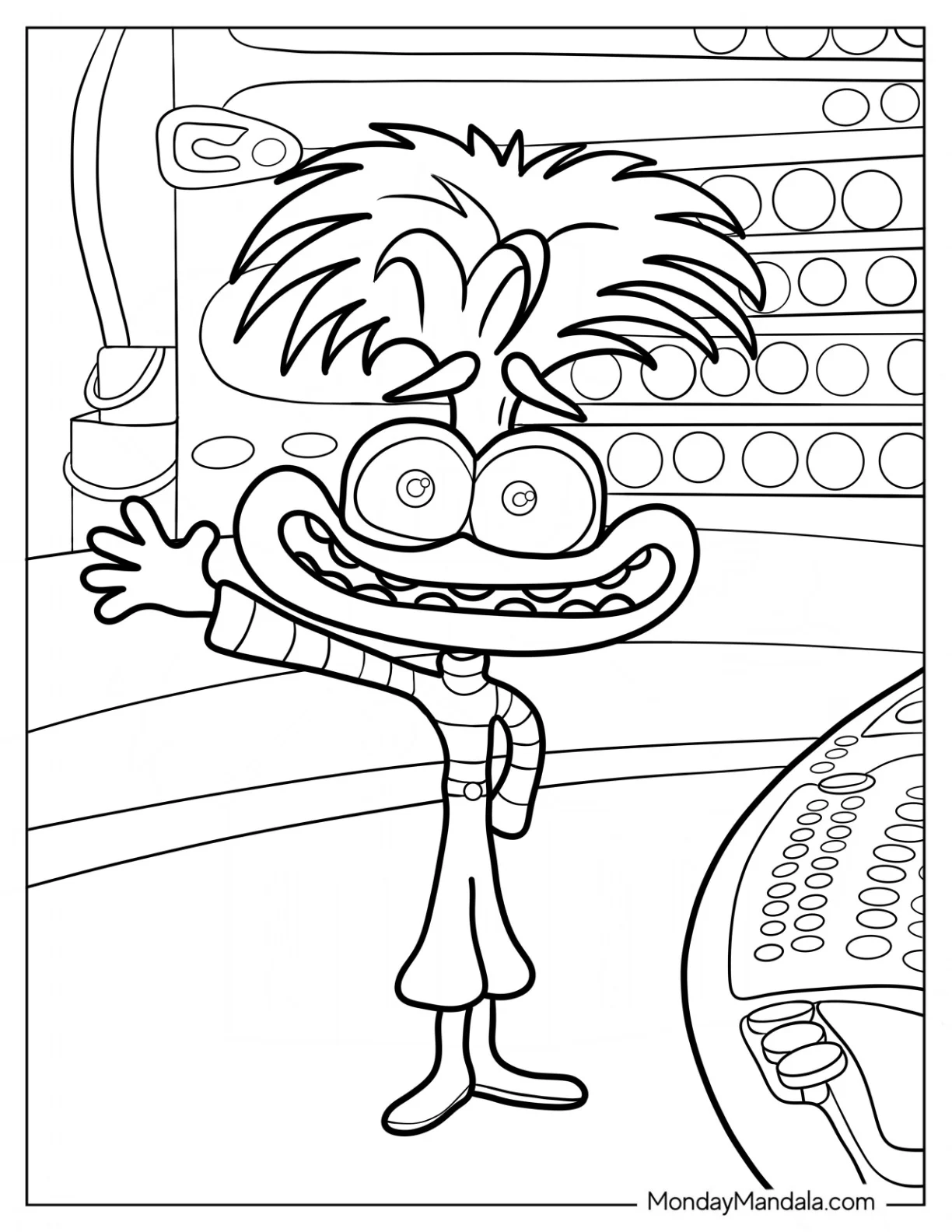 Inside Out 2 Anxiety Waving Coloring Page For Kids coloring page — printable line art