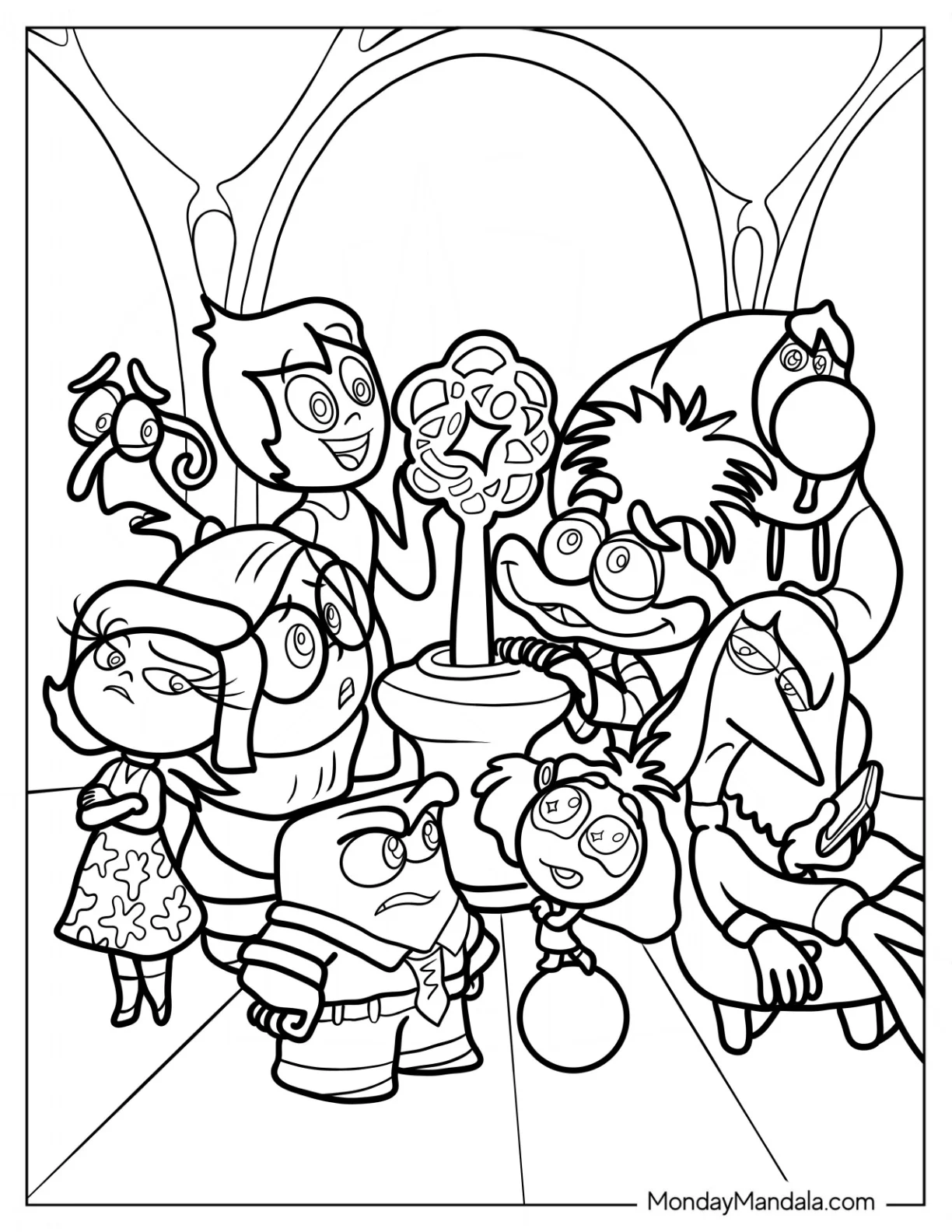 Inside Out 2 Emotions Surrounding Riley s Sense Of Self coloring page