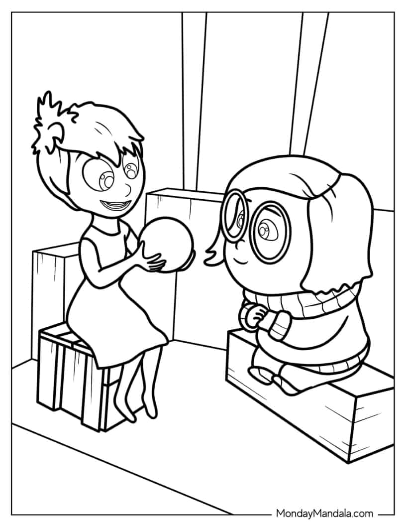 Joy Handing Orb To Sadness To Color coloring page