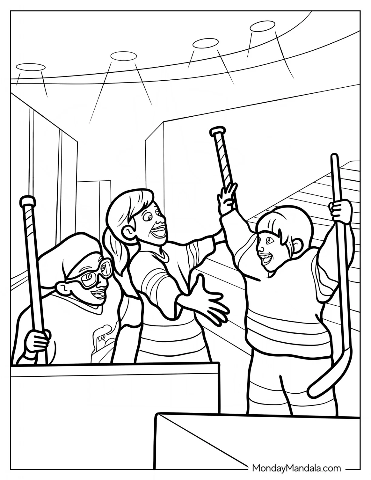 Riley Cheering With Grace And Bree Coloring Sheet coloring page