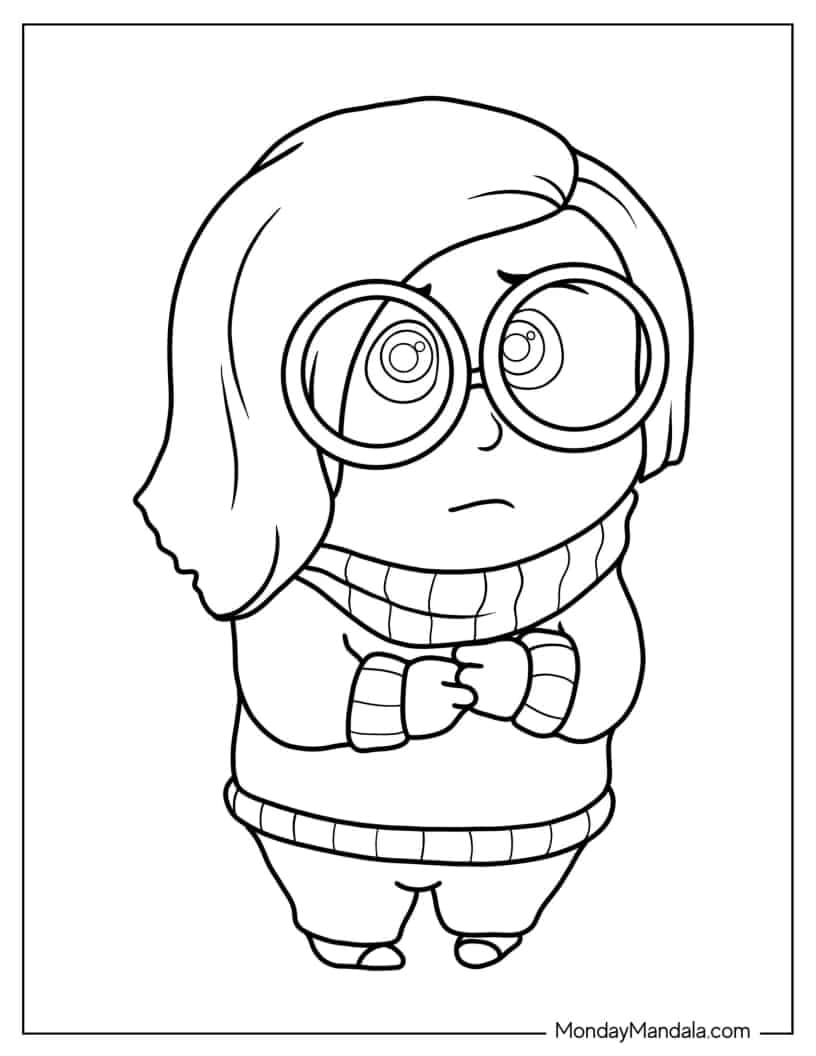 Simple Outline Of Sadness To Color coloring page