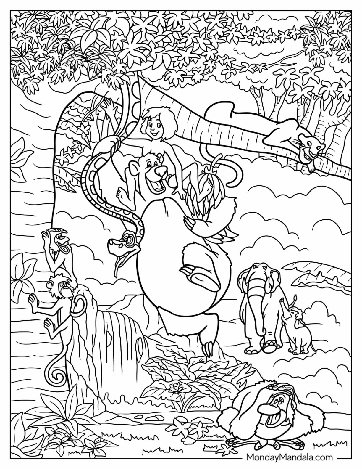 Detailed Jungle Book Coloring Page Of Poster coloring page