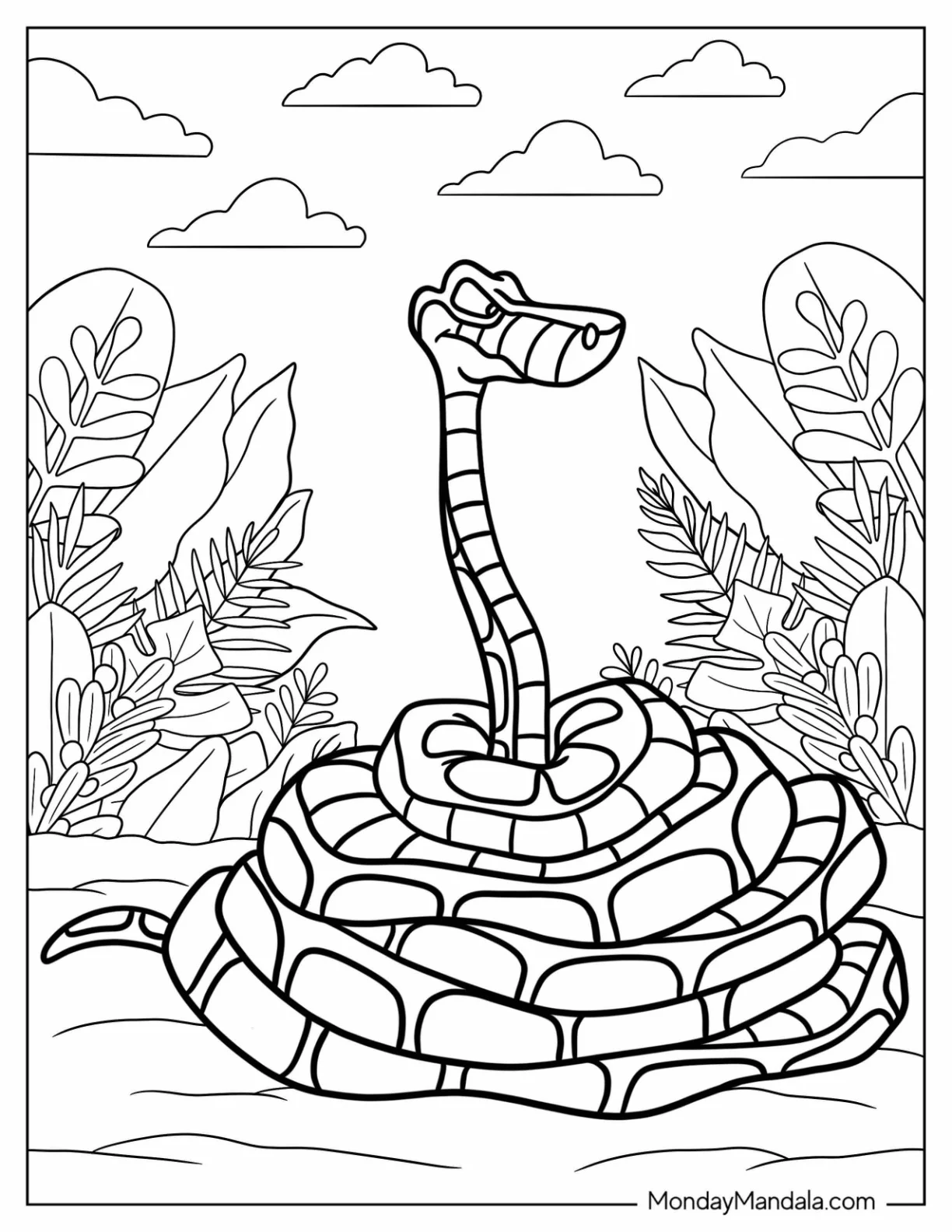 Jungle Book Coloring Page Of Kaa The Snake In A Coil coloring page